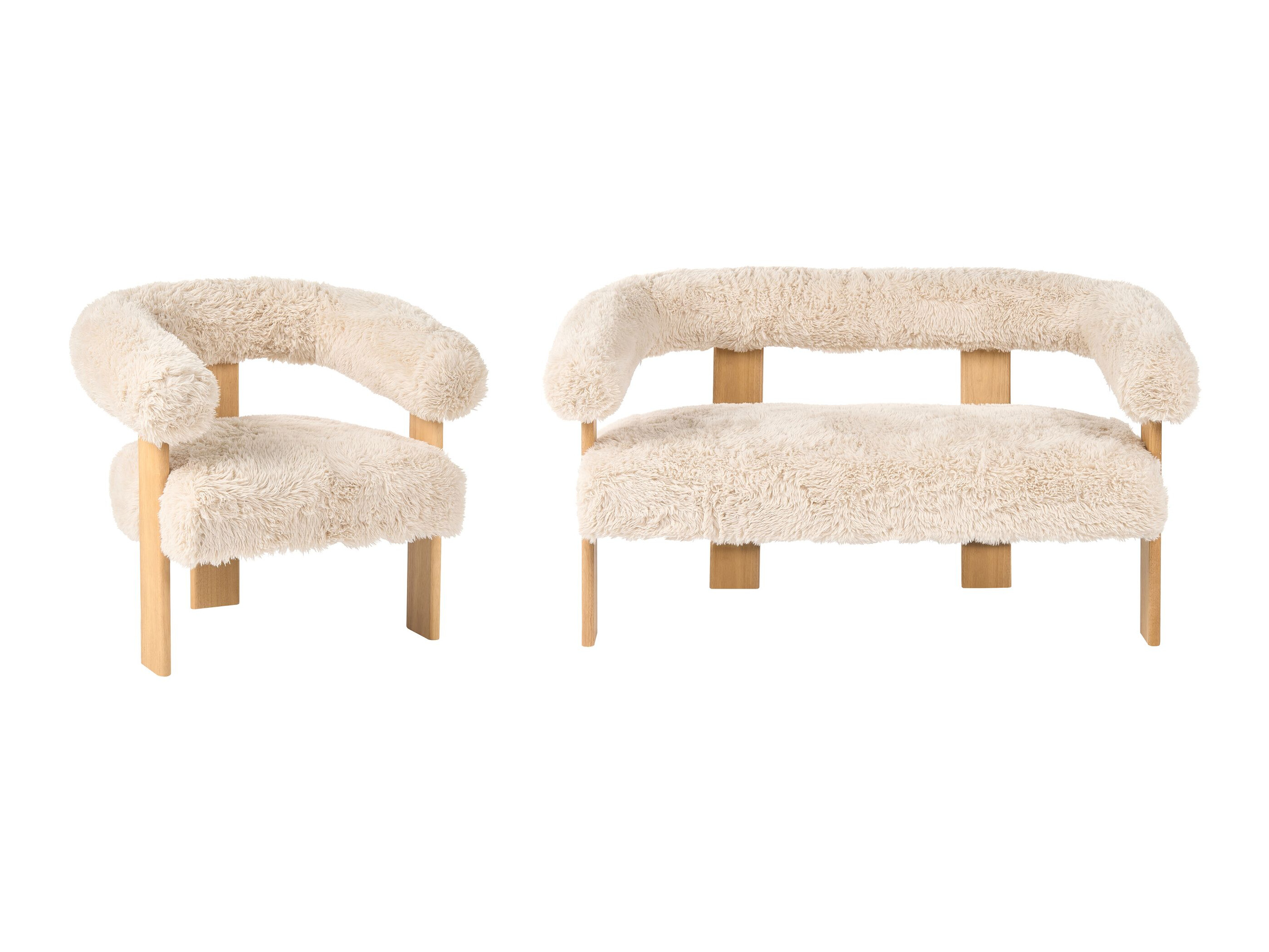 Upholstered furniture set Berwyn 3269 (White + Light brown)