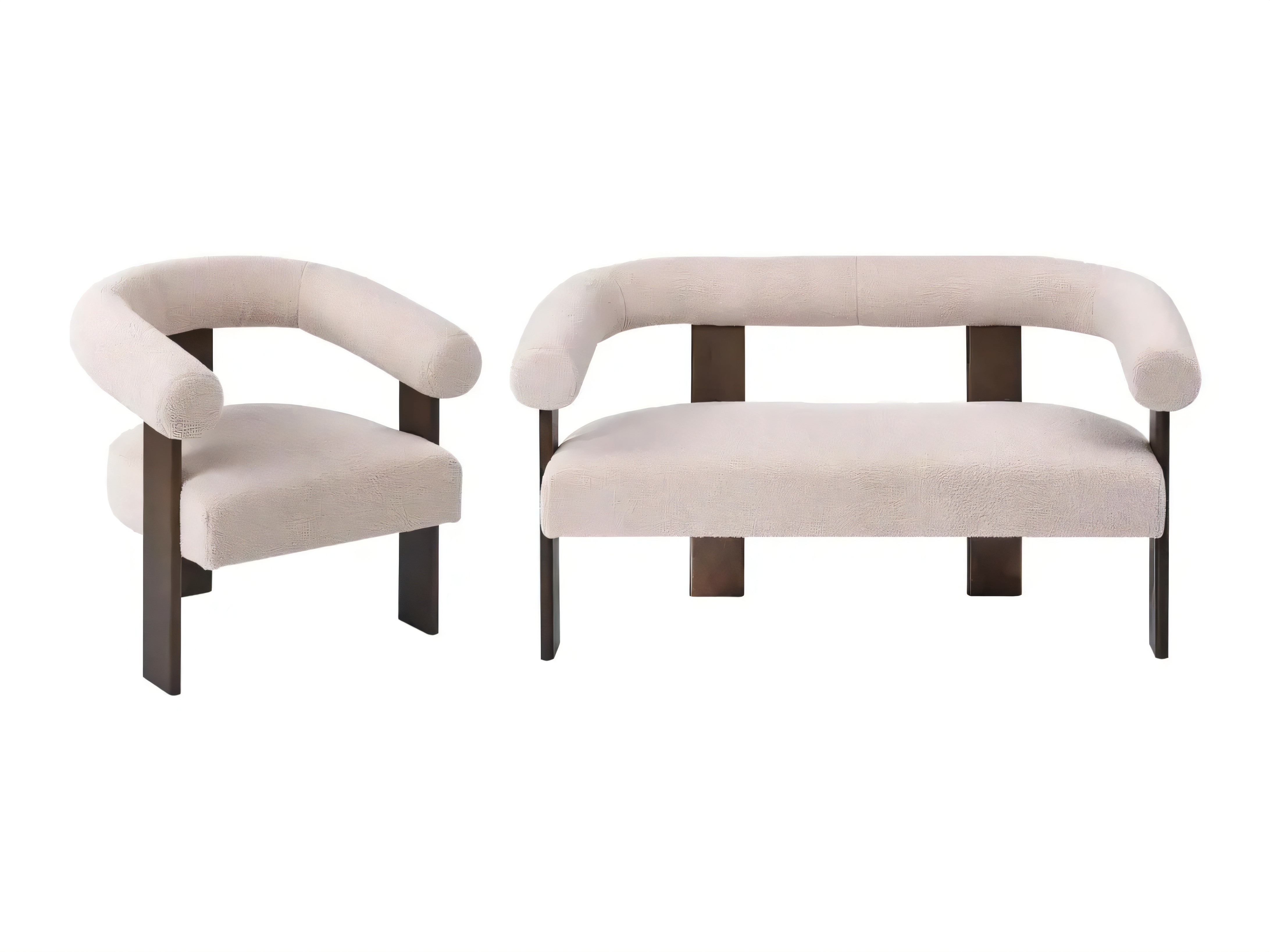 Σετ ταπετσαρισμένων επίπλων Berwyn 2710 (Μπεζ + Σκούρο ξύλο)