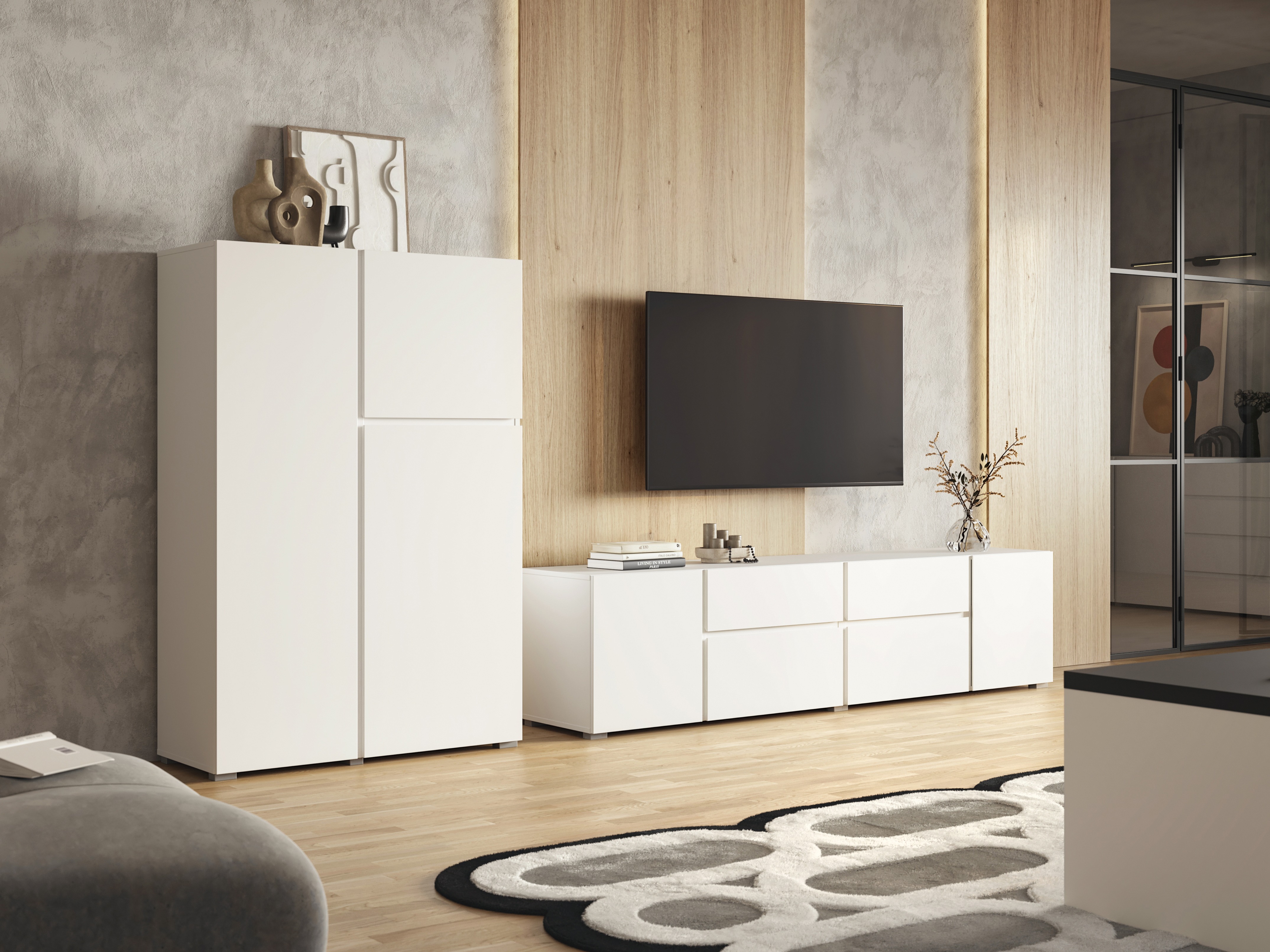 Σετ επίπλων σαλονιού Elbleve 104 (Άσπρο)