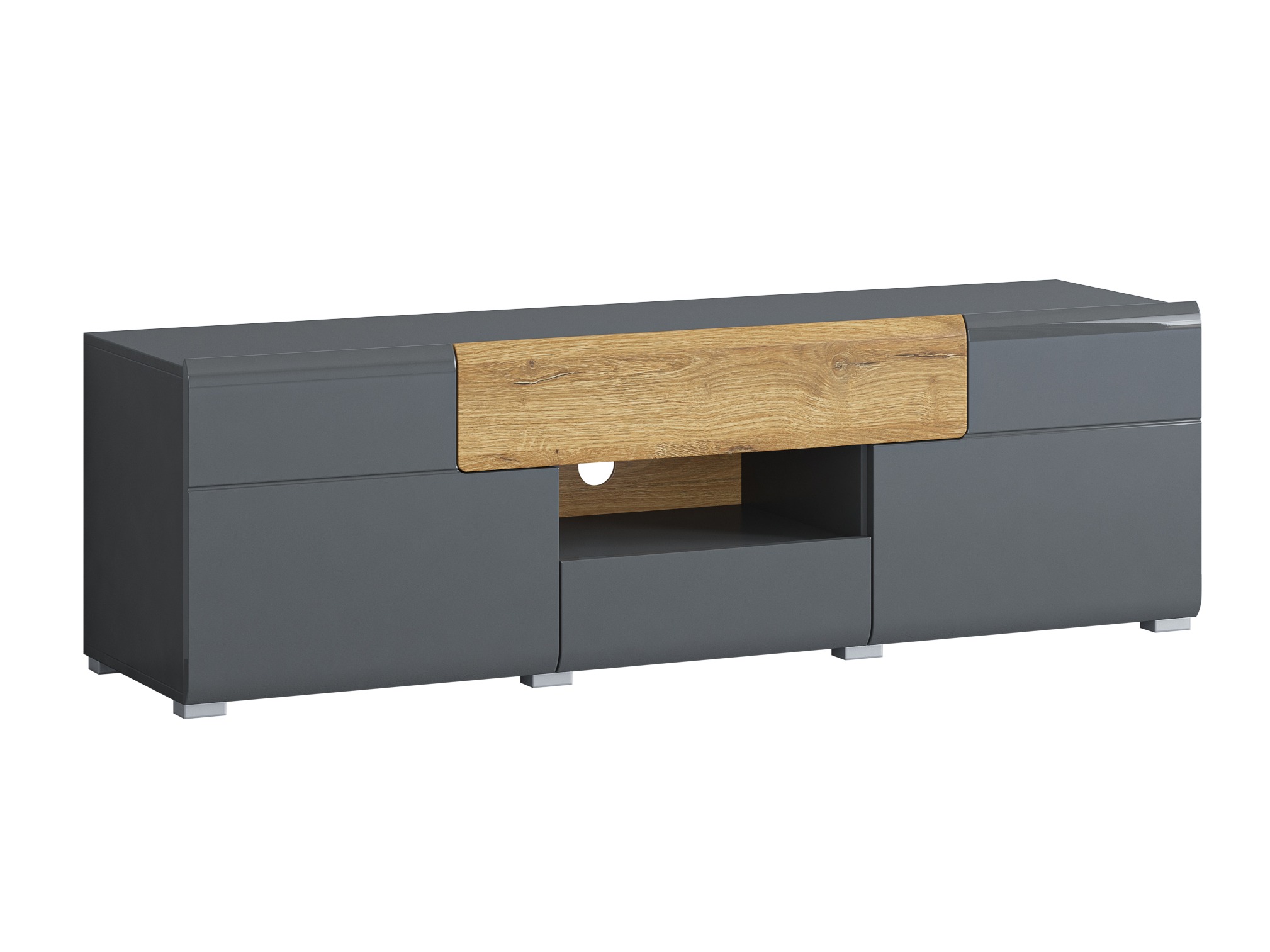 Έπιπλο τηλεόρασης Torsone 101 (Ανθρακί + Gloss ανθρακί + Grandson δρυς)