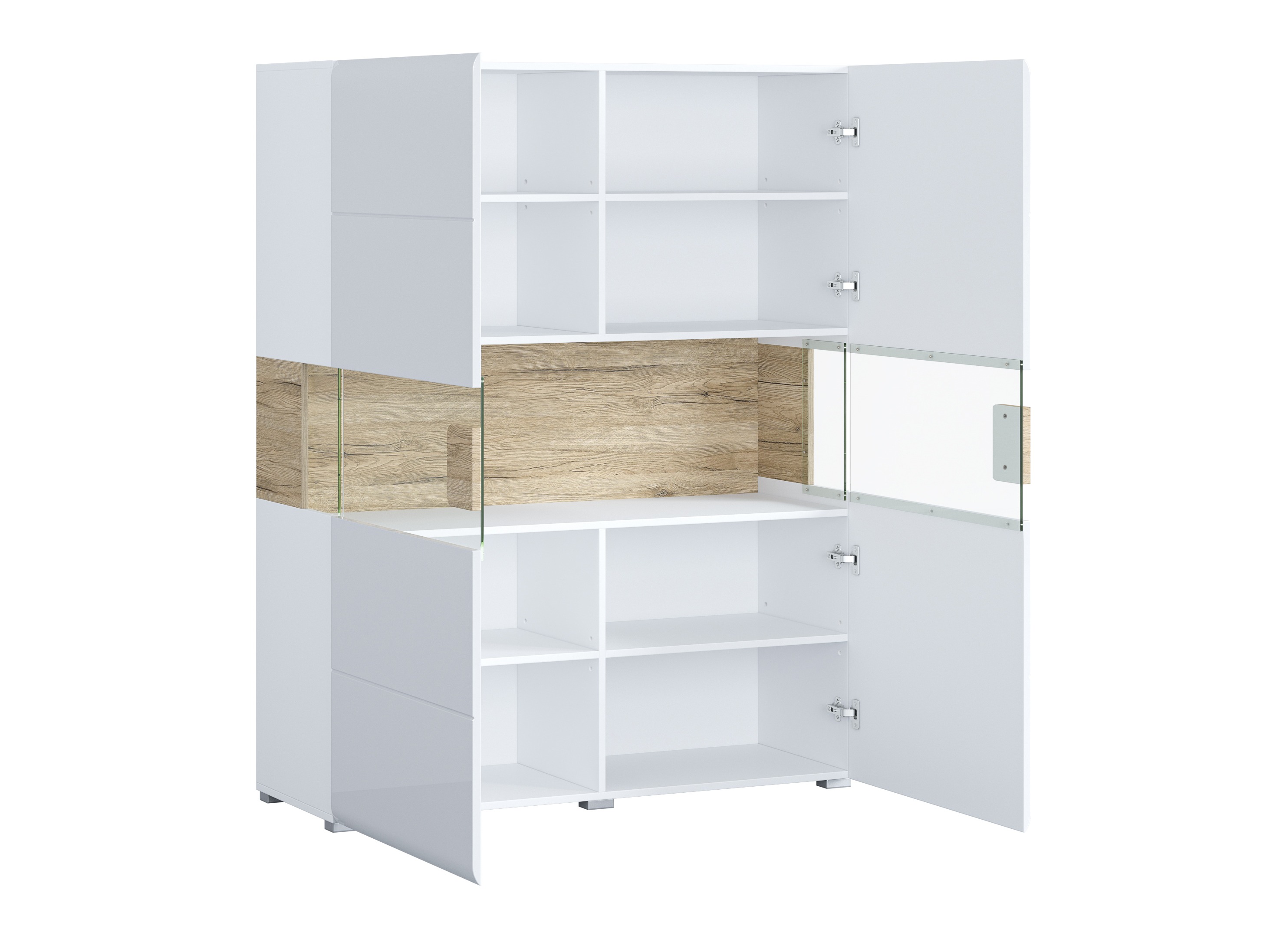 Σετ επίπλων σαλονιού Torsone 104 (Άσπρο + Γυαλιστερό λευκό + San remo δρυς)