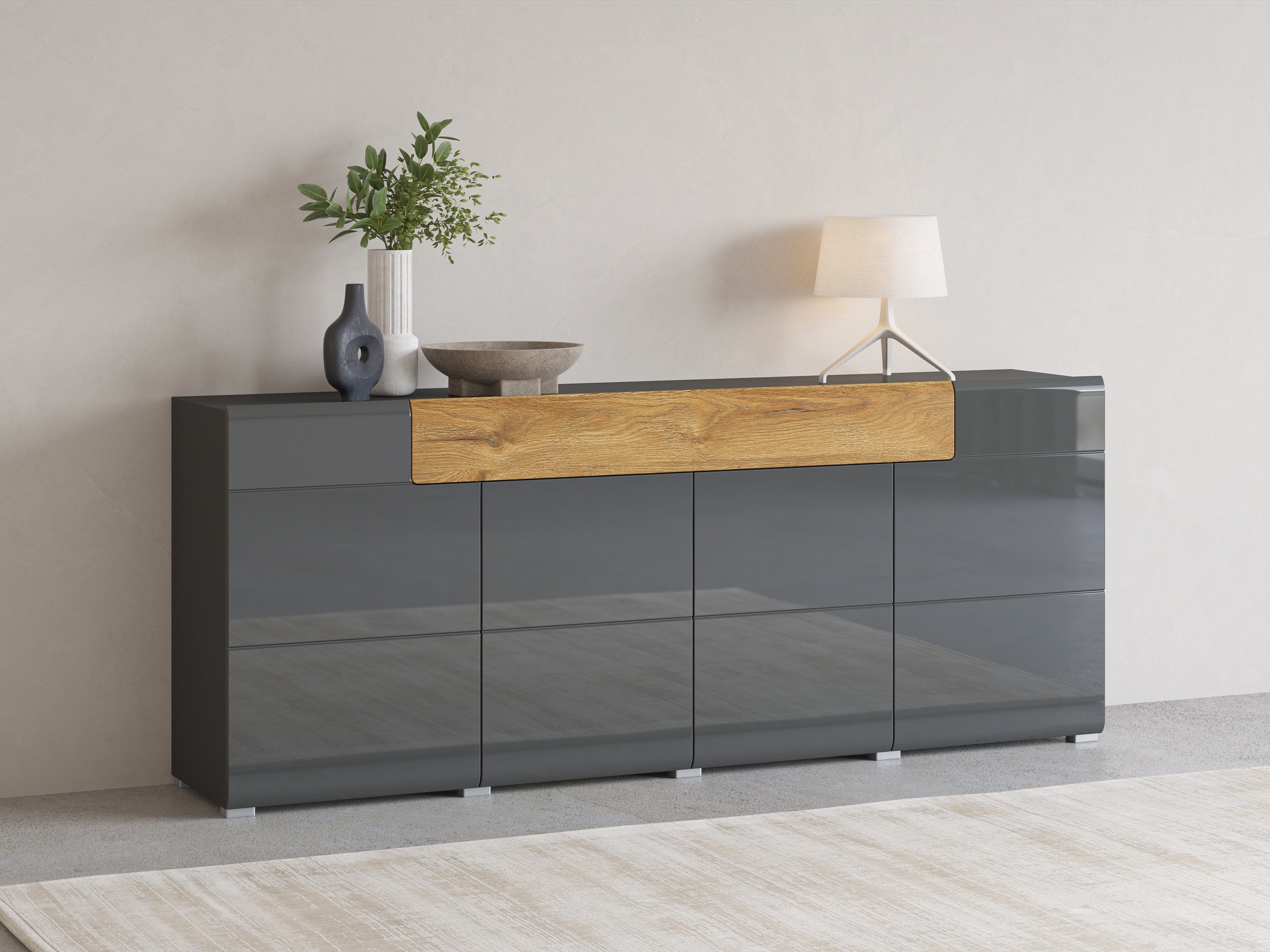 Συρταριέρα Torsone 102 (Ανθρακί + Gloss ανθρακί + Grandson δρυς)
