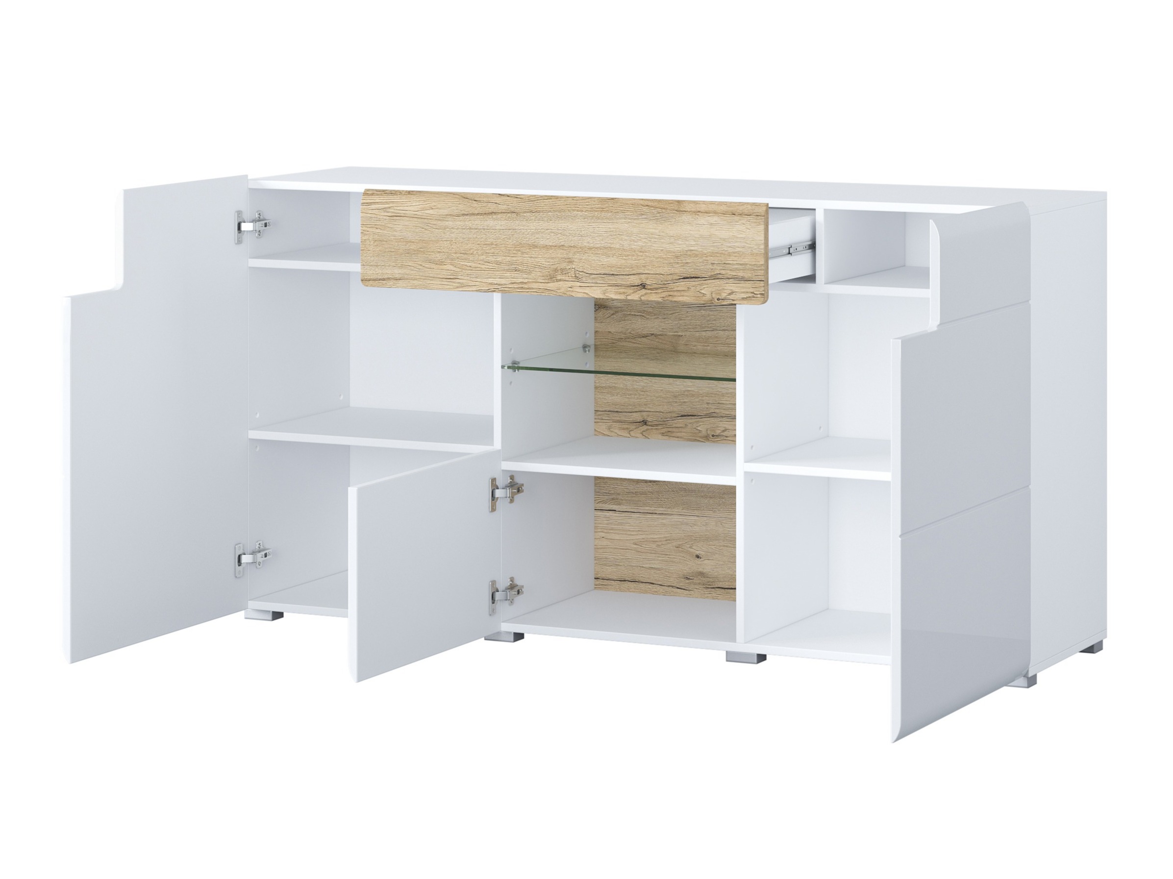 Συρταριέρα Torsone 108 (Άσπρο + Γυαλιστερό λευκό + San remo δρυς)