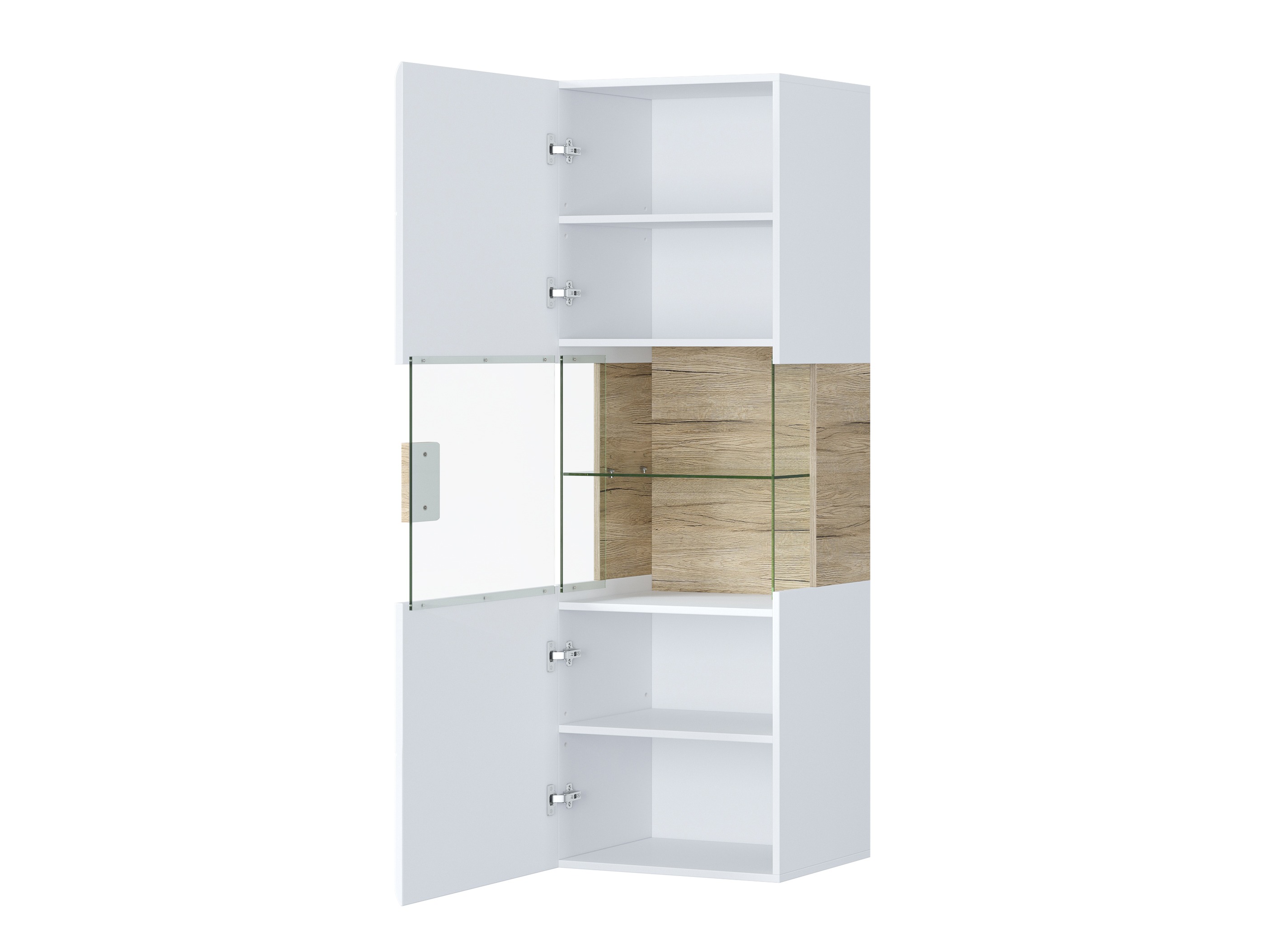 Wall shelf Torsone 109 (White + Glossy white + San Remo oak)