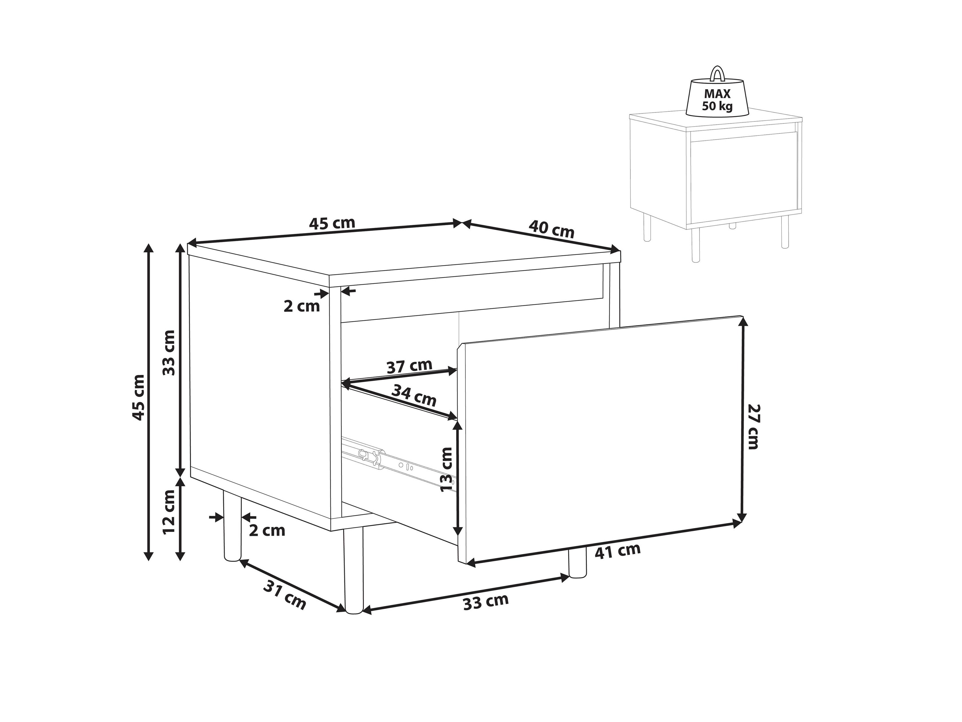 Κομοδίνο Berwyn 3309 (Σκούρο ξύλο)