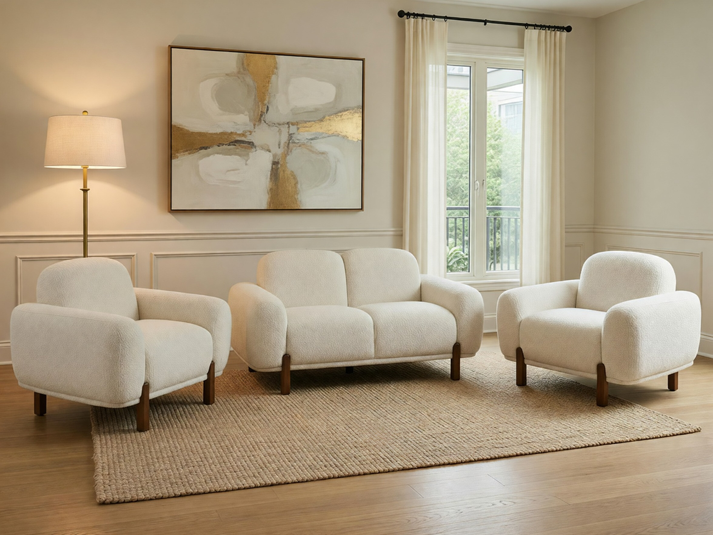 Σετ ταπετσαρισμένων επίπλων Berwyn 3307 (Άσπρο)