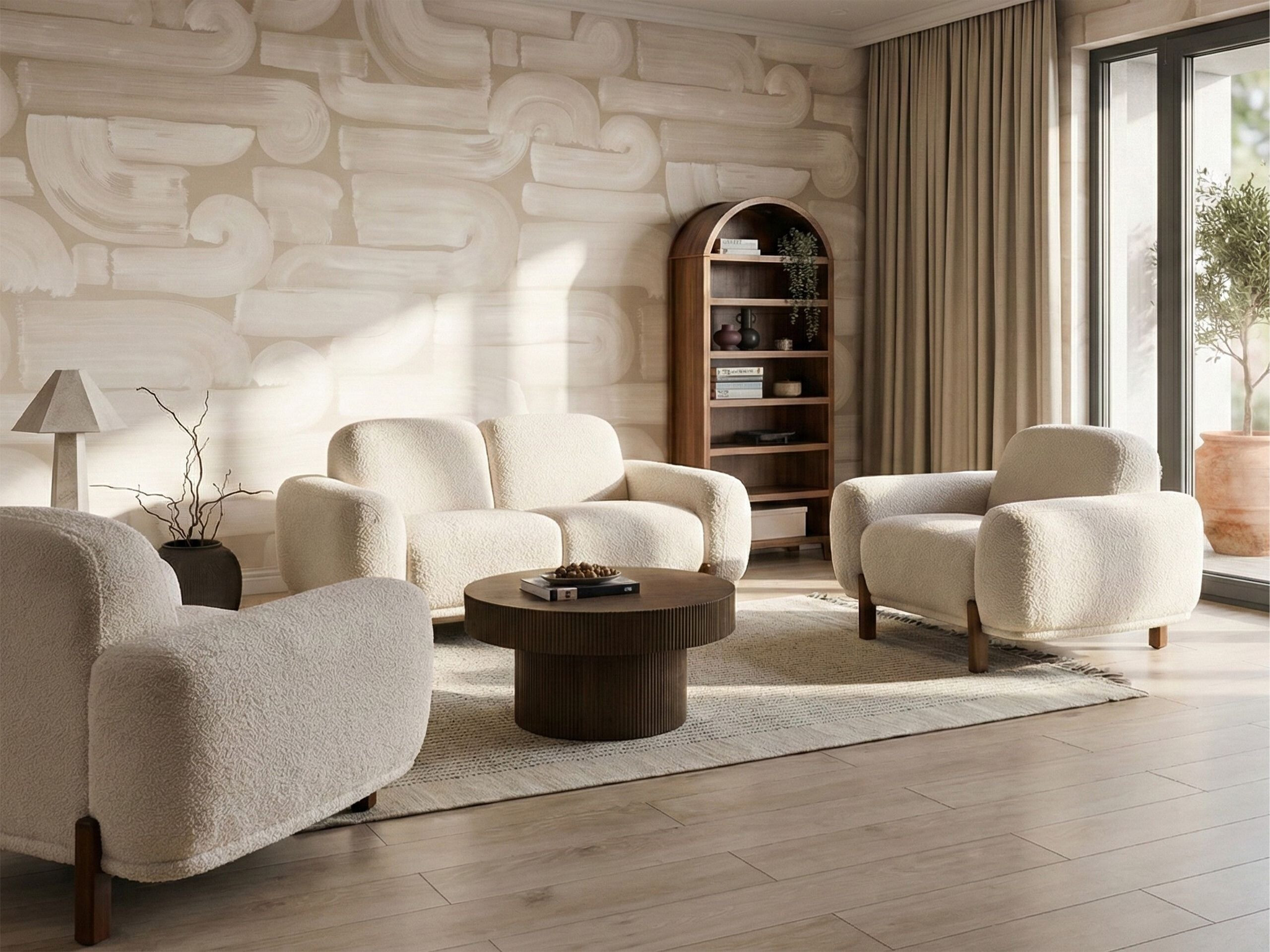 Σετ ταπετσαρισμένων επίπλων Berwyn 3307 (Άσπρο)