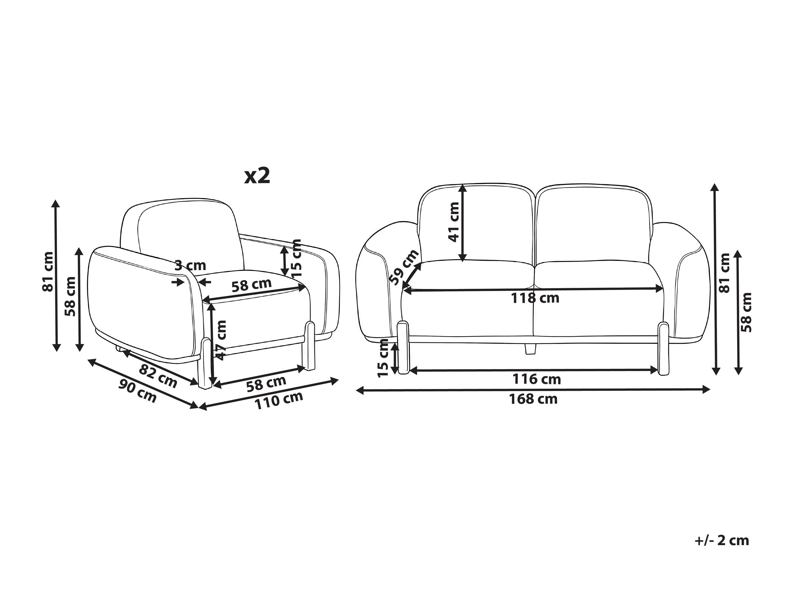 Σετ ταπετσαρισμένων επίπλων Berwyn 3307 (Άσπρο)