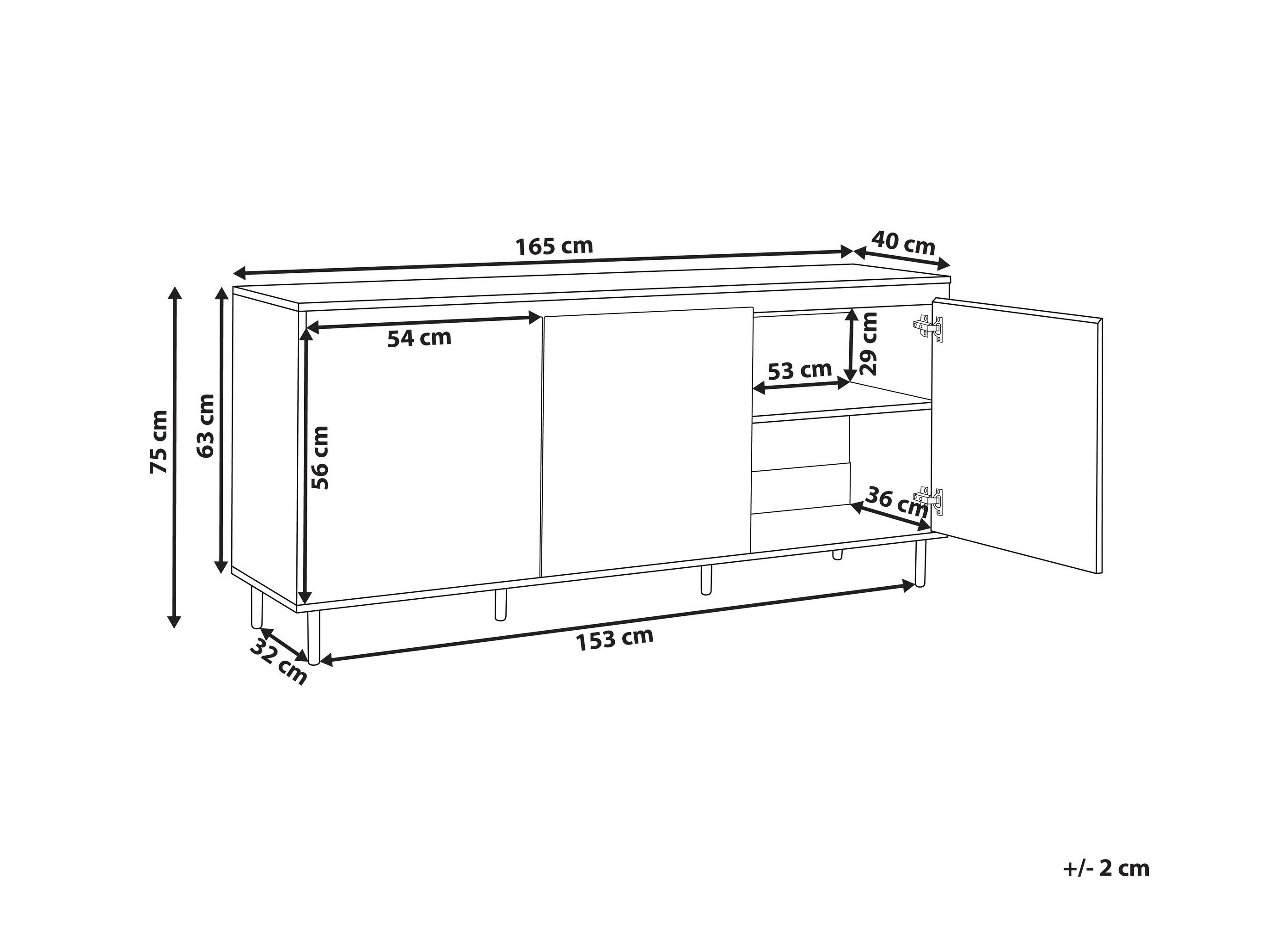 Μπουφέ Berwyn 3311 (Σκούρο ξύλο)