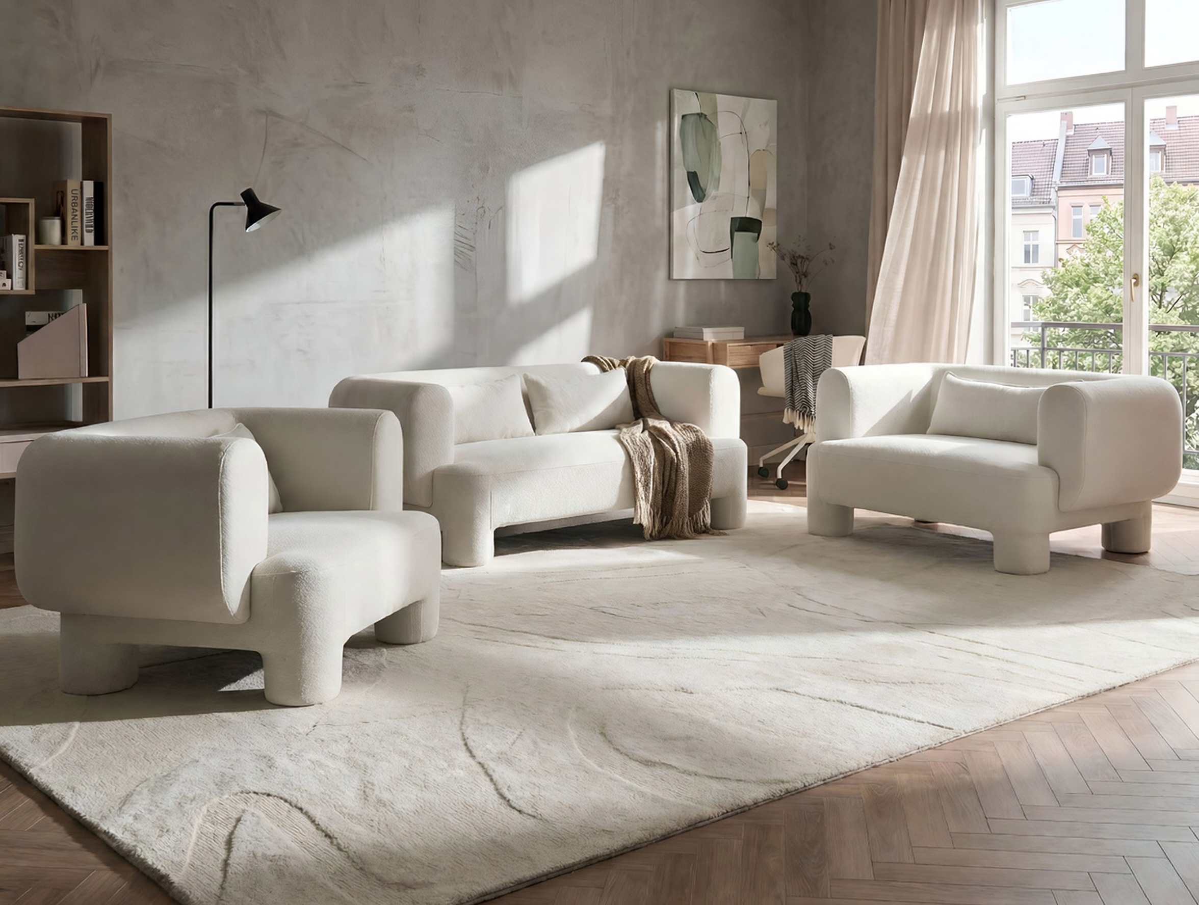 Σετ ταπετσαρισμένων επίπλων Cavsali 104 (Άσπρο)