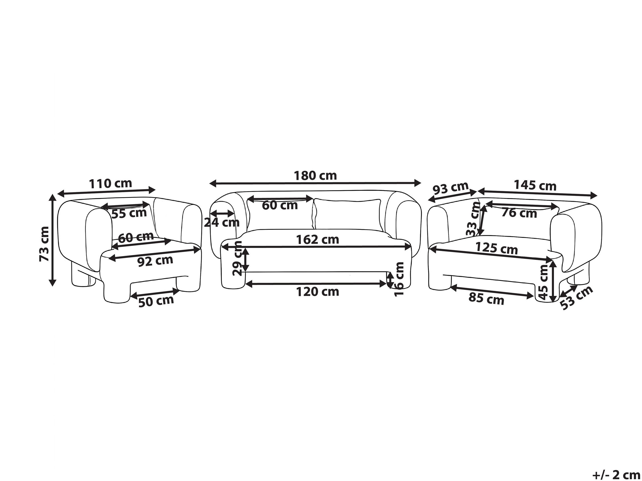 Σετ ταπετσαρισμένων επίπλων Cavsali 104 (Άσπρο)