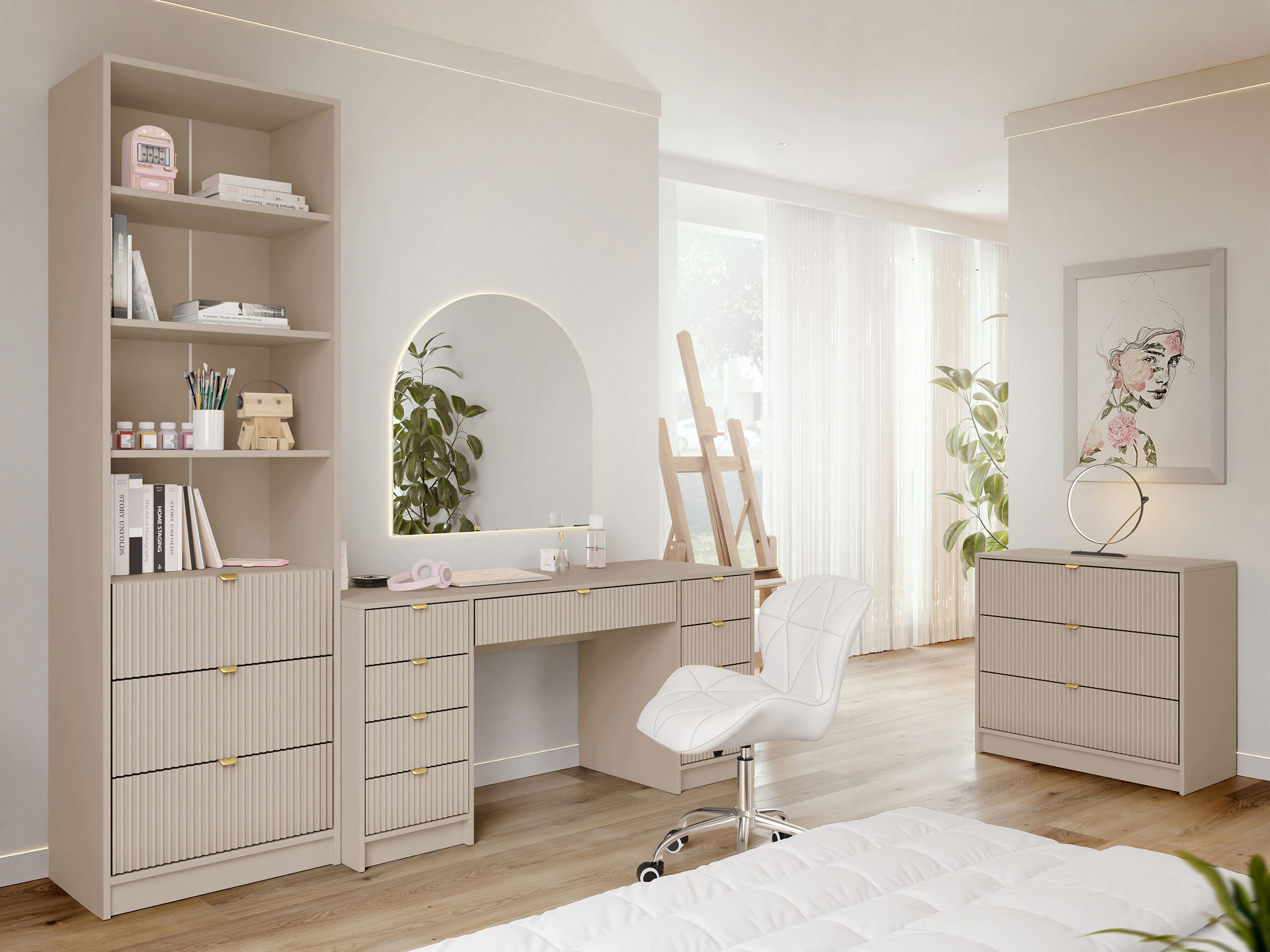 Βιβλιοθήκη Comfivo Papilio (Μπεζ)