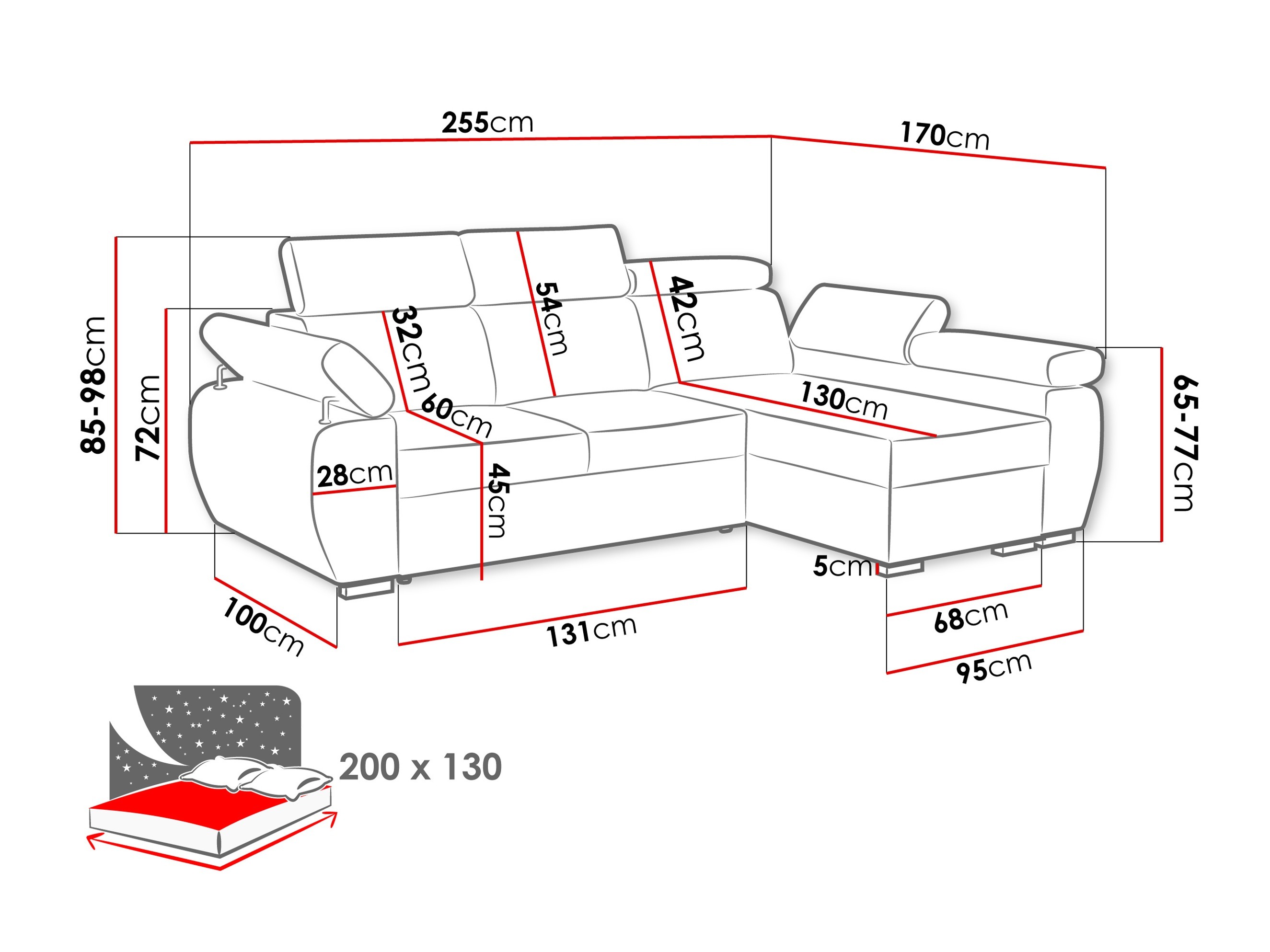 Corner sofa Columbus 132 (Aragon 90)