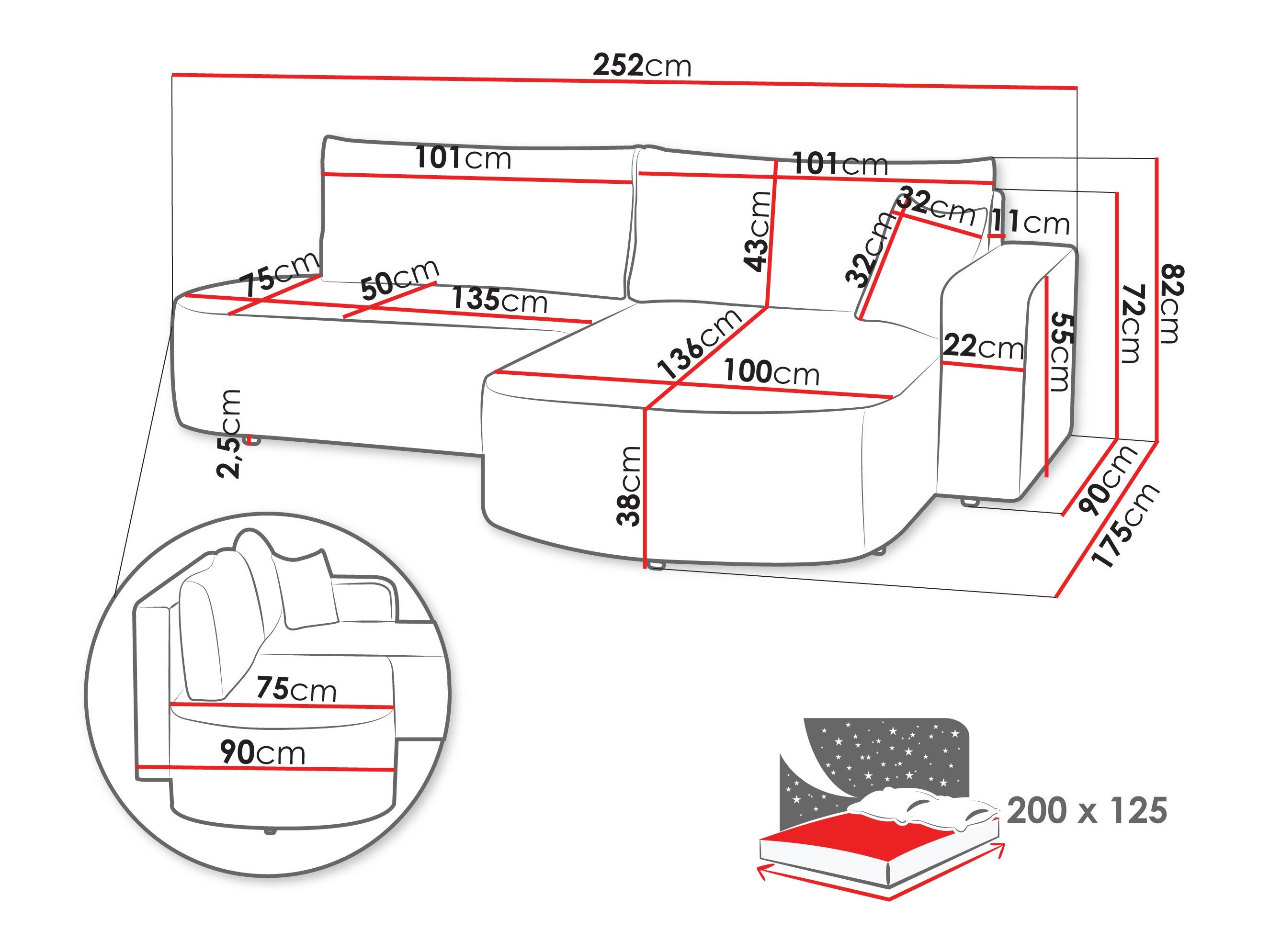 Corner sofa TrendyNest Infa (Poso 100)