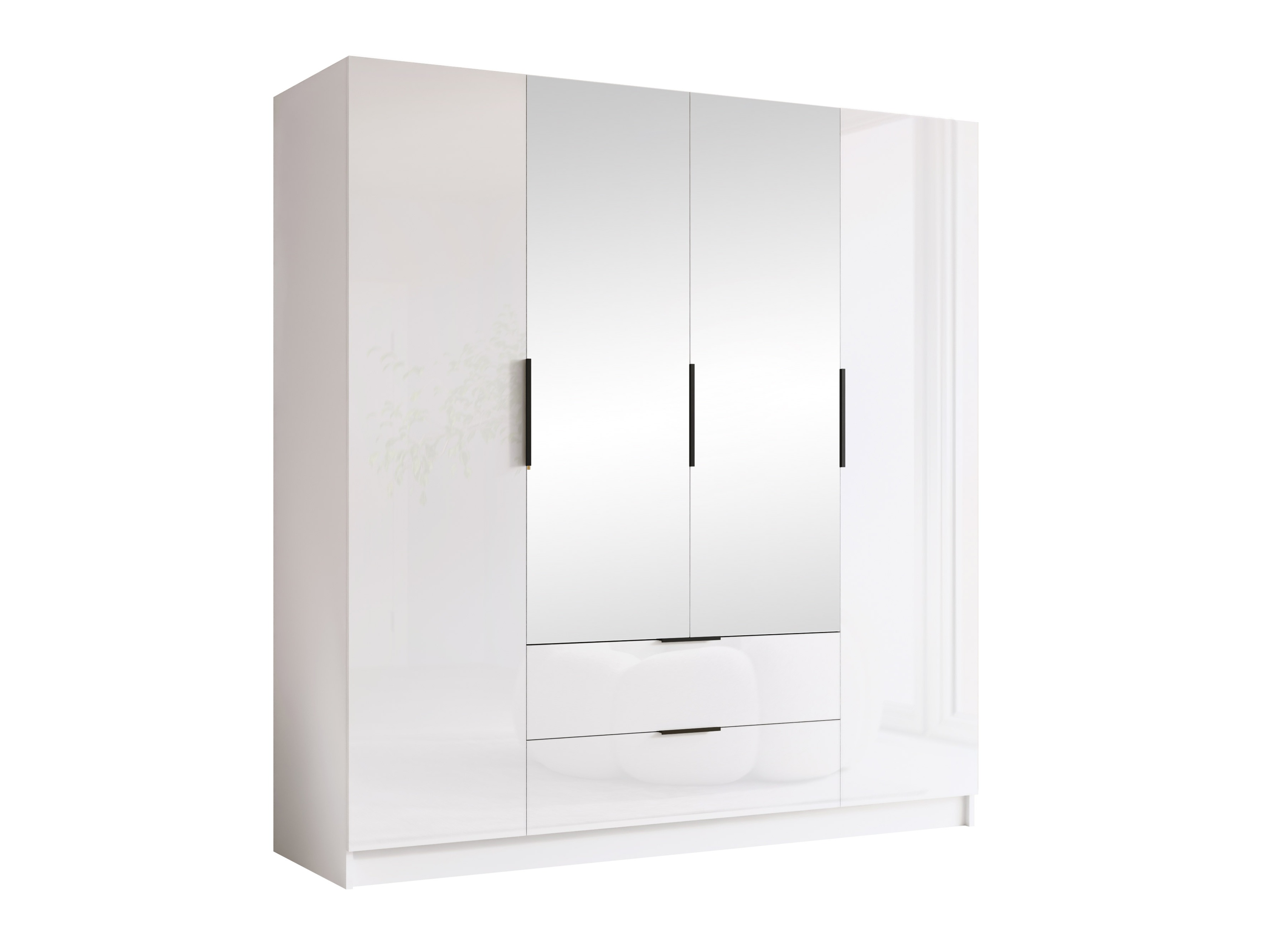 Ντουλάπα Closico Cadron II (Άσπρο + Γυαλιστερό λευκό)