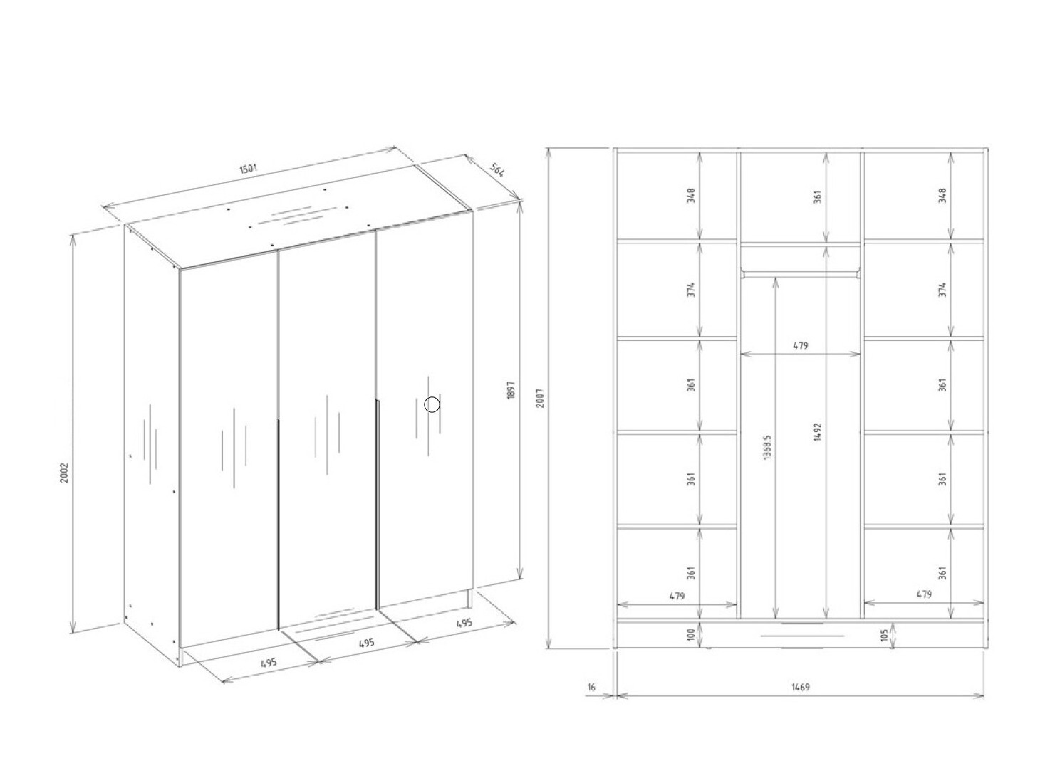 Wardrobe Mandeville 369 (White + Black)