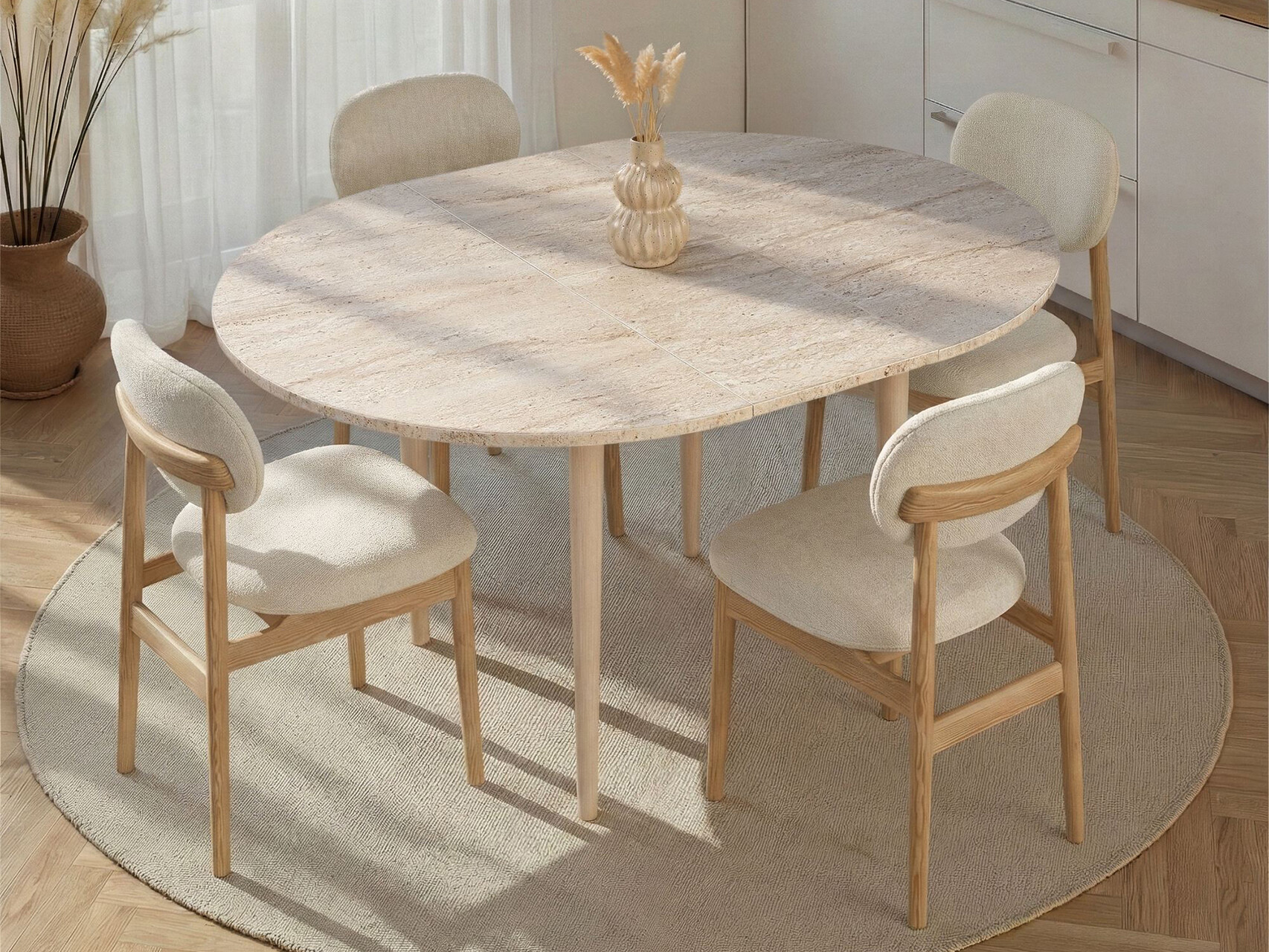 Table Novato 148 (Oak + Light Travertine)