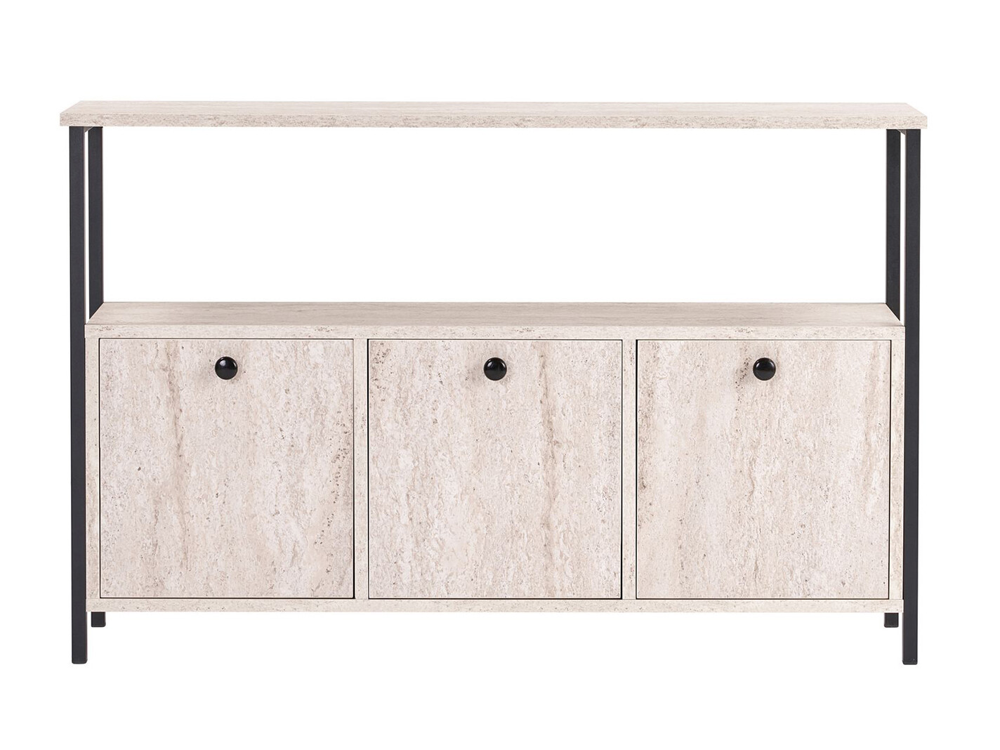 Μπουφέ Novato 149 (Μαύρο + Ανοιχτό Travertine)