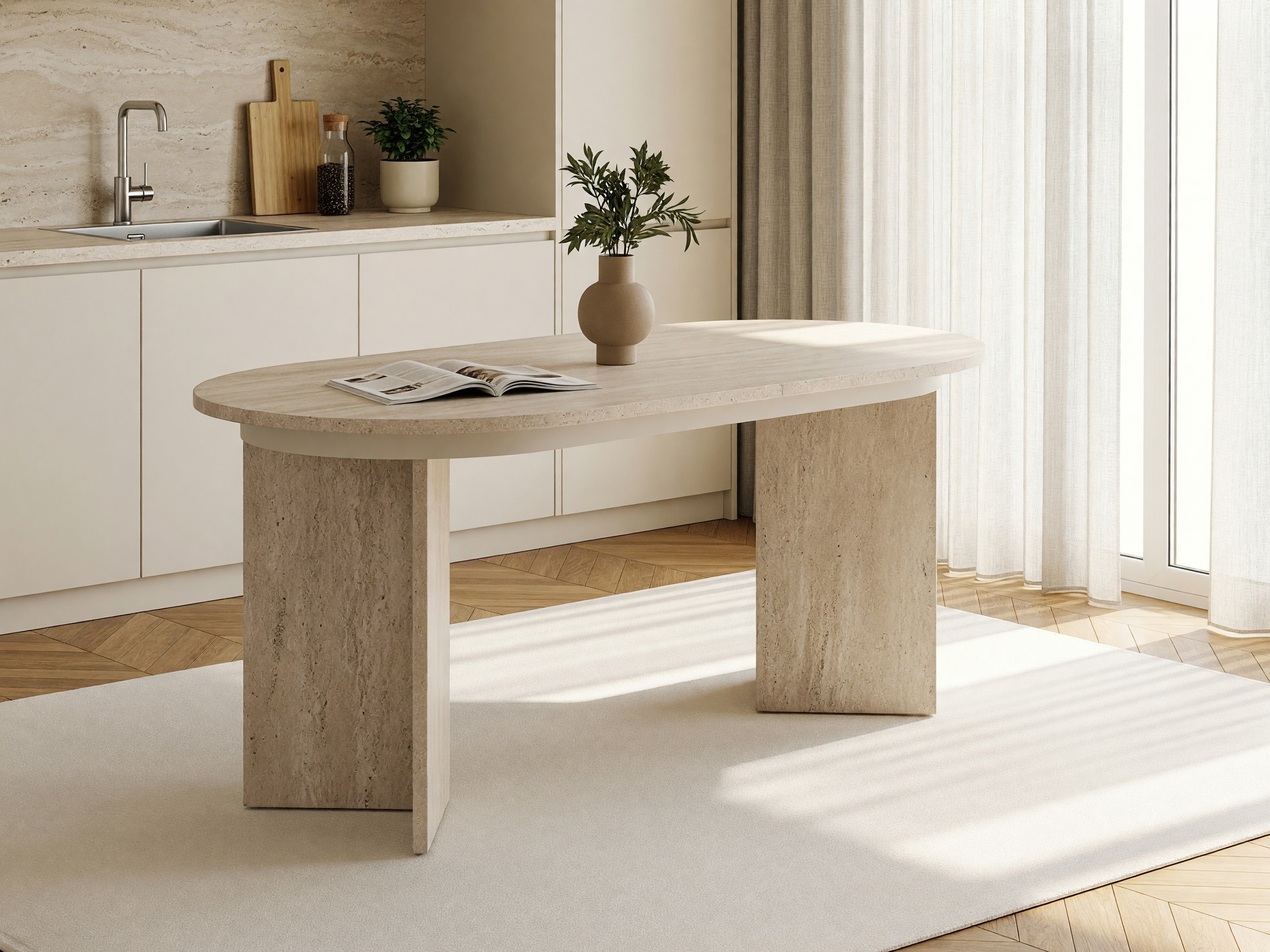 Τραπέζι Novato 146 (Ανοιχτό Travertine)