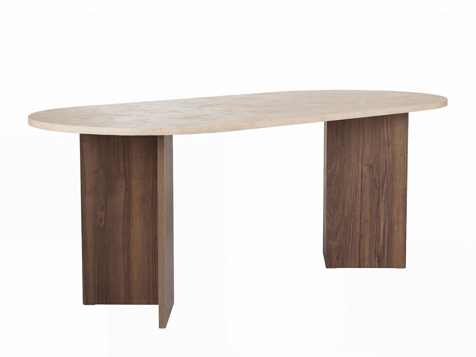 Τραπέζι Novato 138 (Ανοιχτό Travertine + Καρυδί)