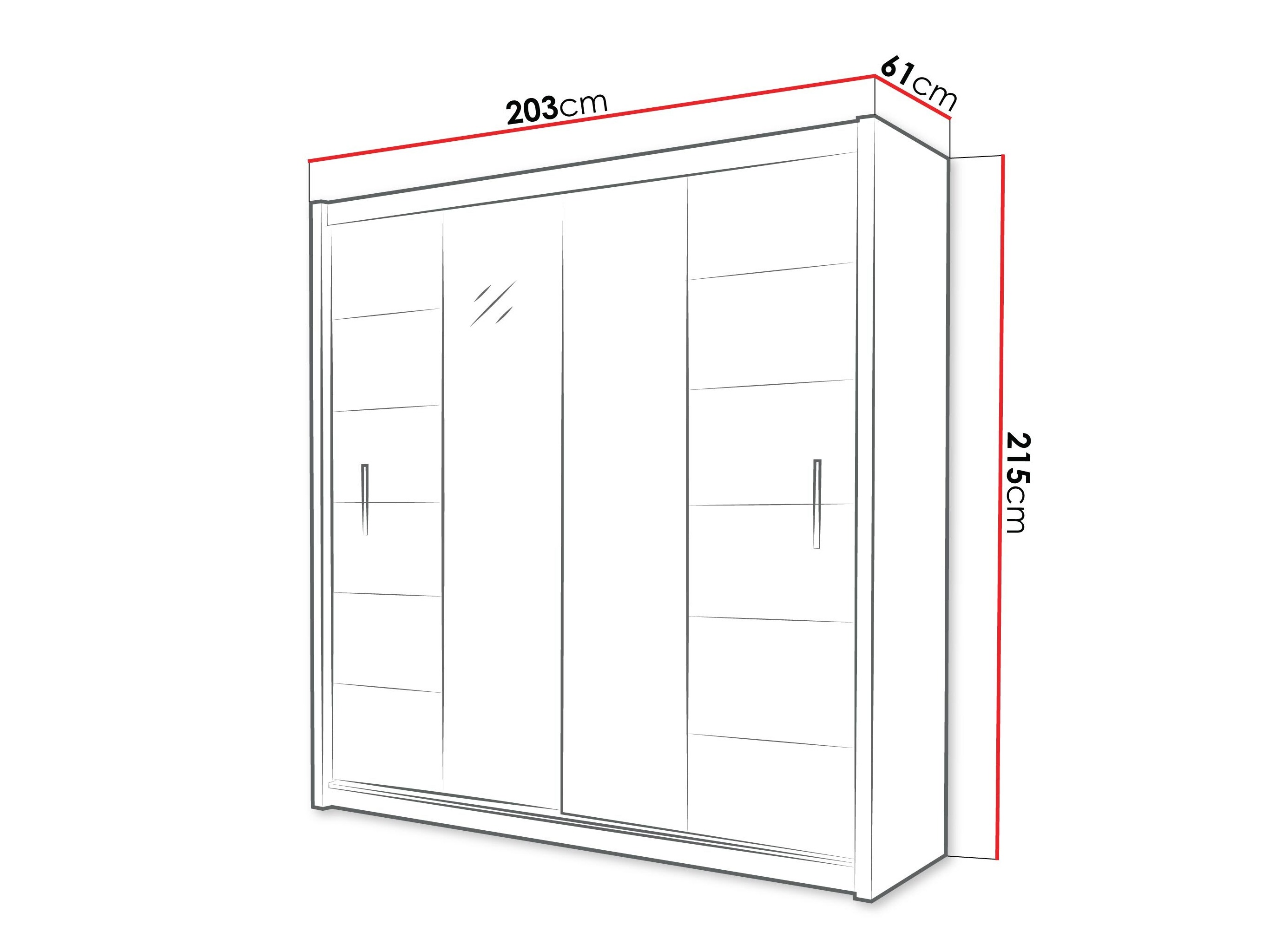 Wardrobe Honolulu 193 (White + mirror)