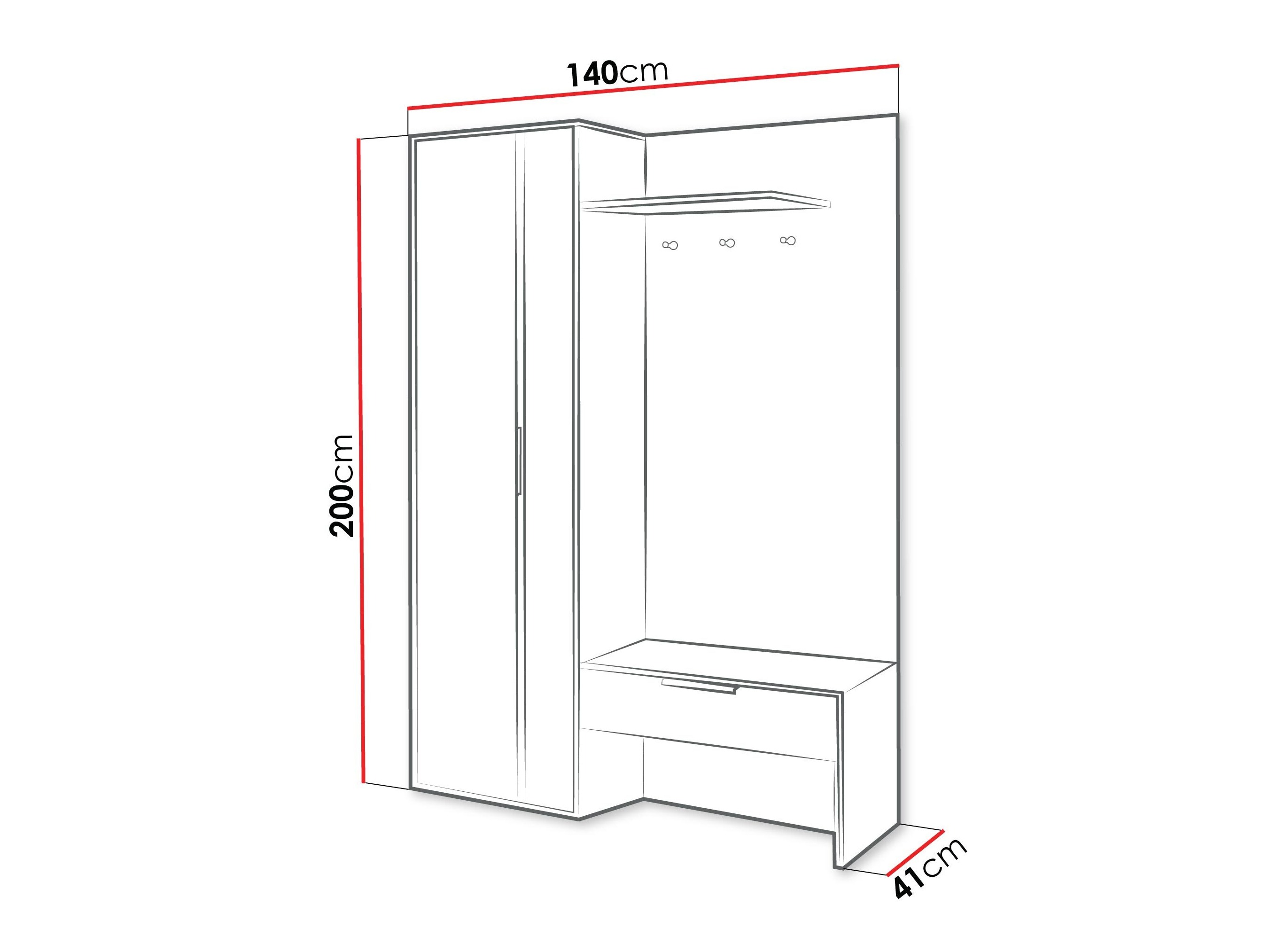 Hallway set Honolulu 160 (Black + Wotan Oak)