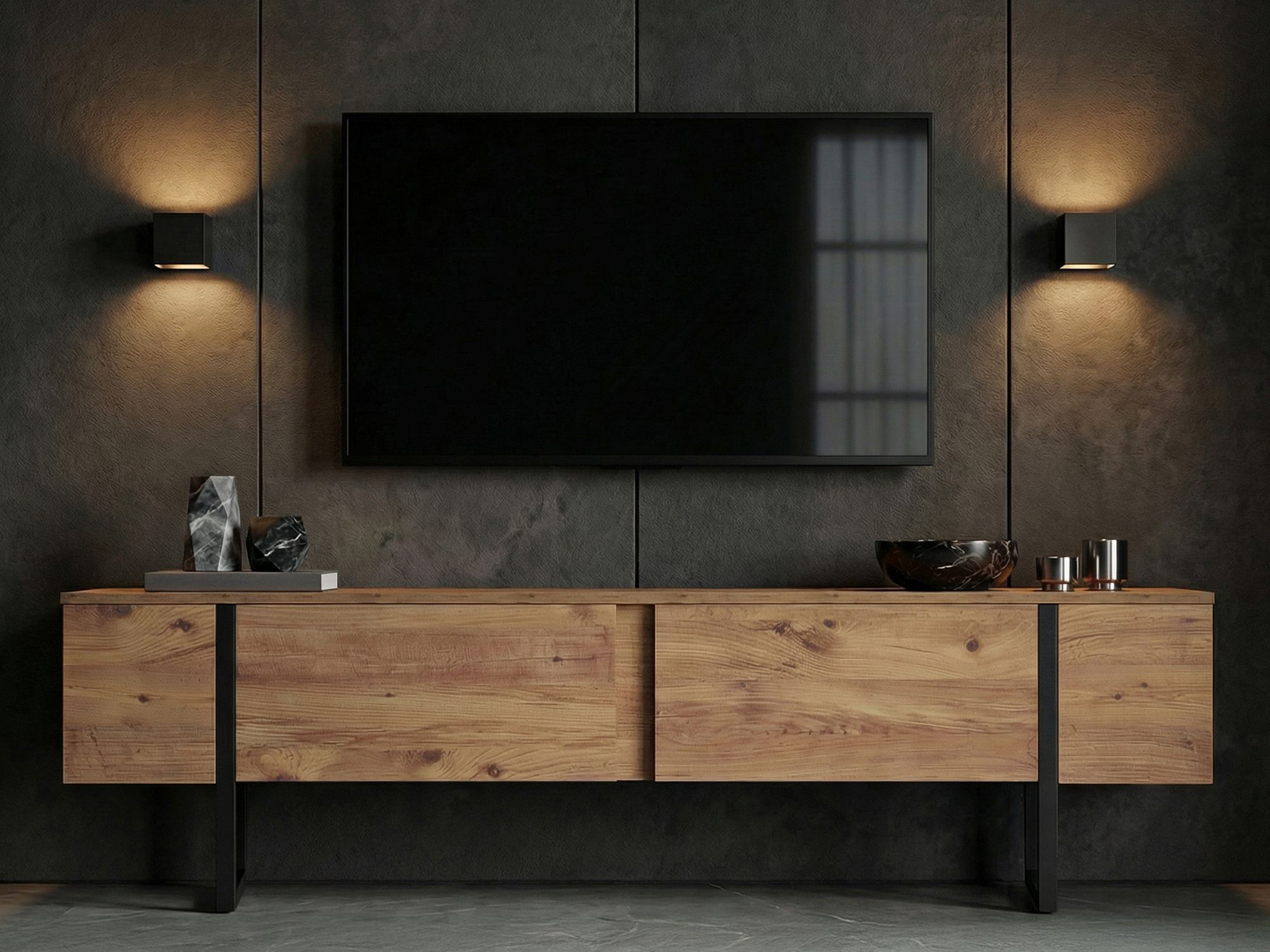 TV stand Novato 156 (Black + Pine)