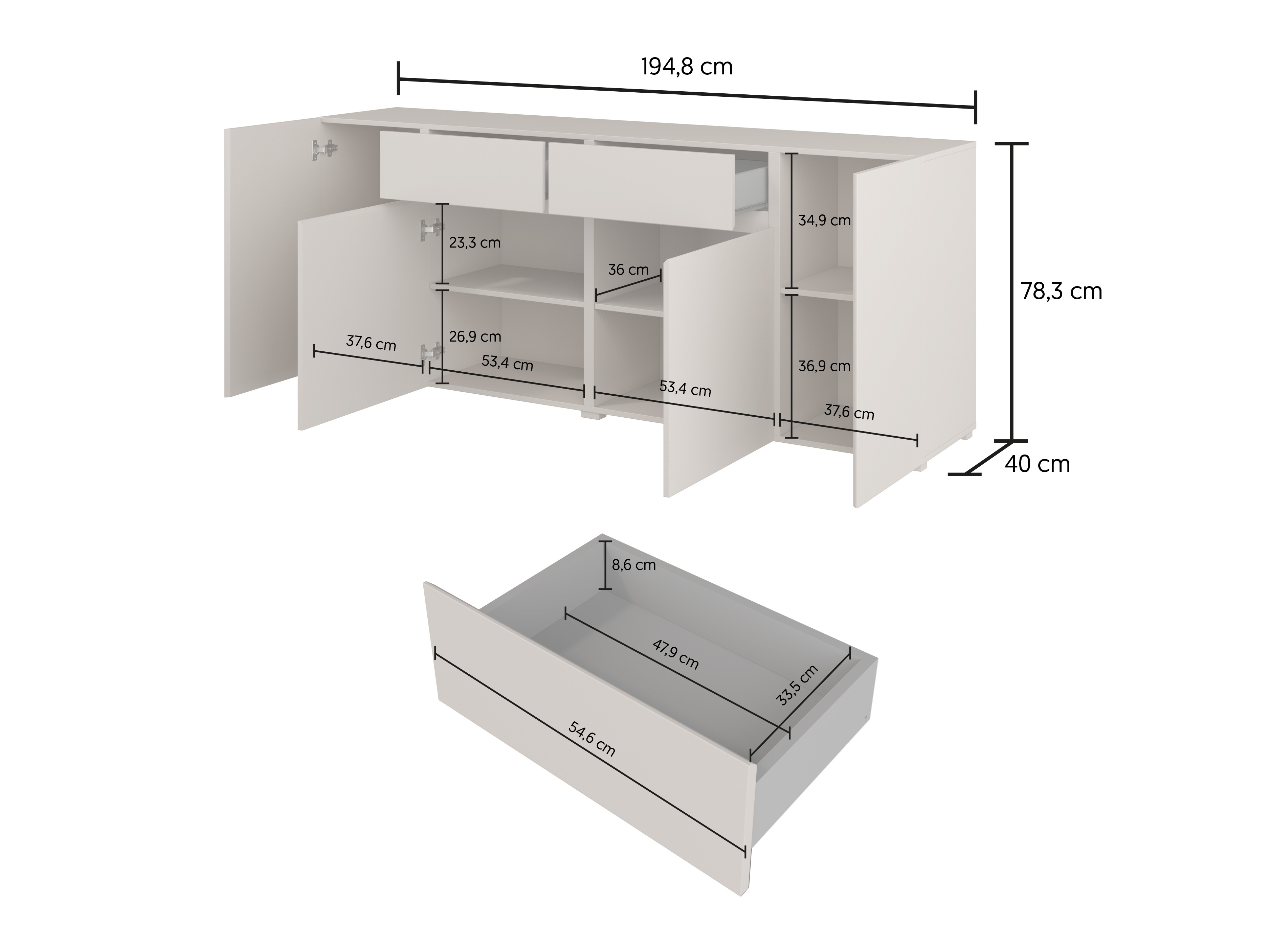 Chest of drawers Elbleve 103 (White)