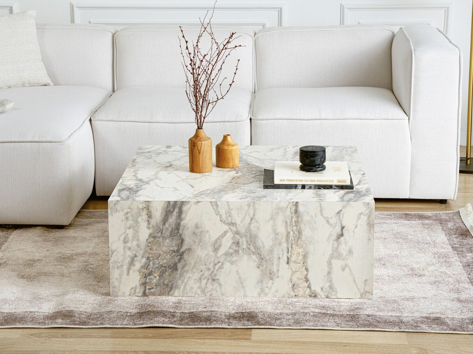 Coffee table Novato 160 (White marble)