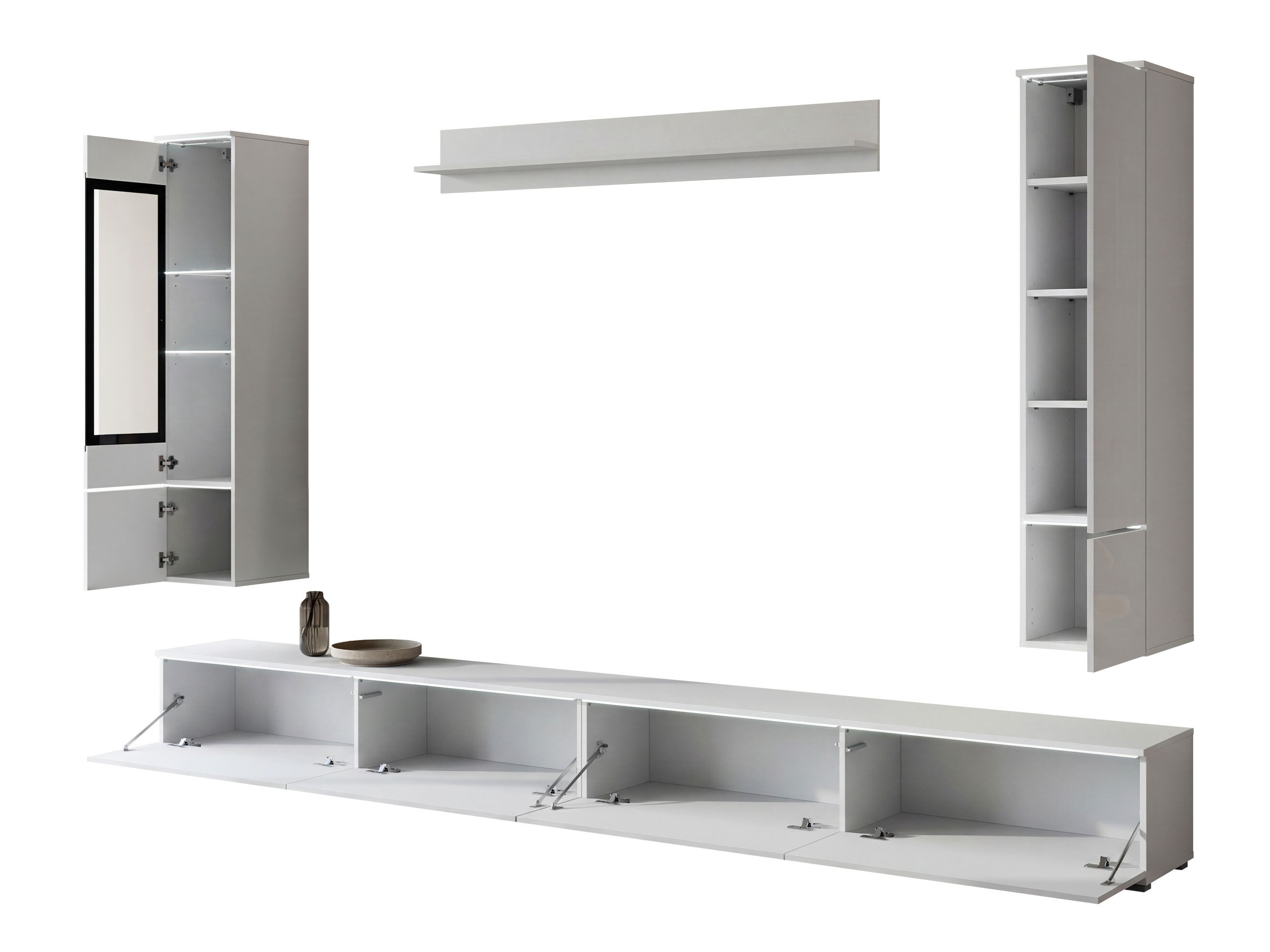 Living room set Mirfivo 110 (White + Glossy white)