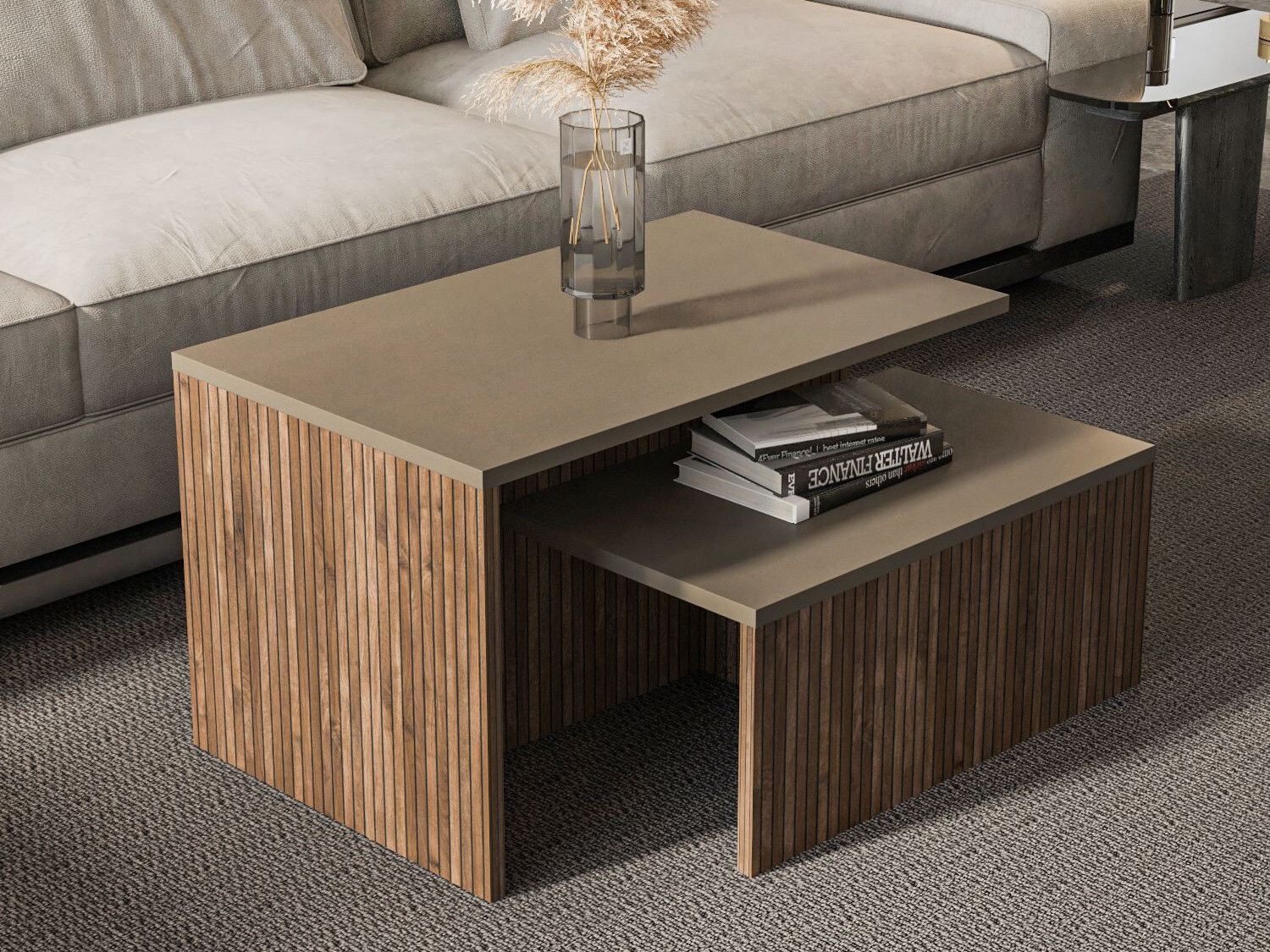 Nest of coffee tables Kailua 2750 (Oak + Taupe)
