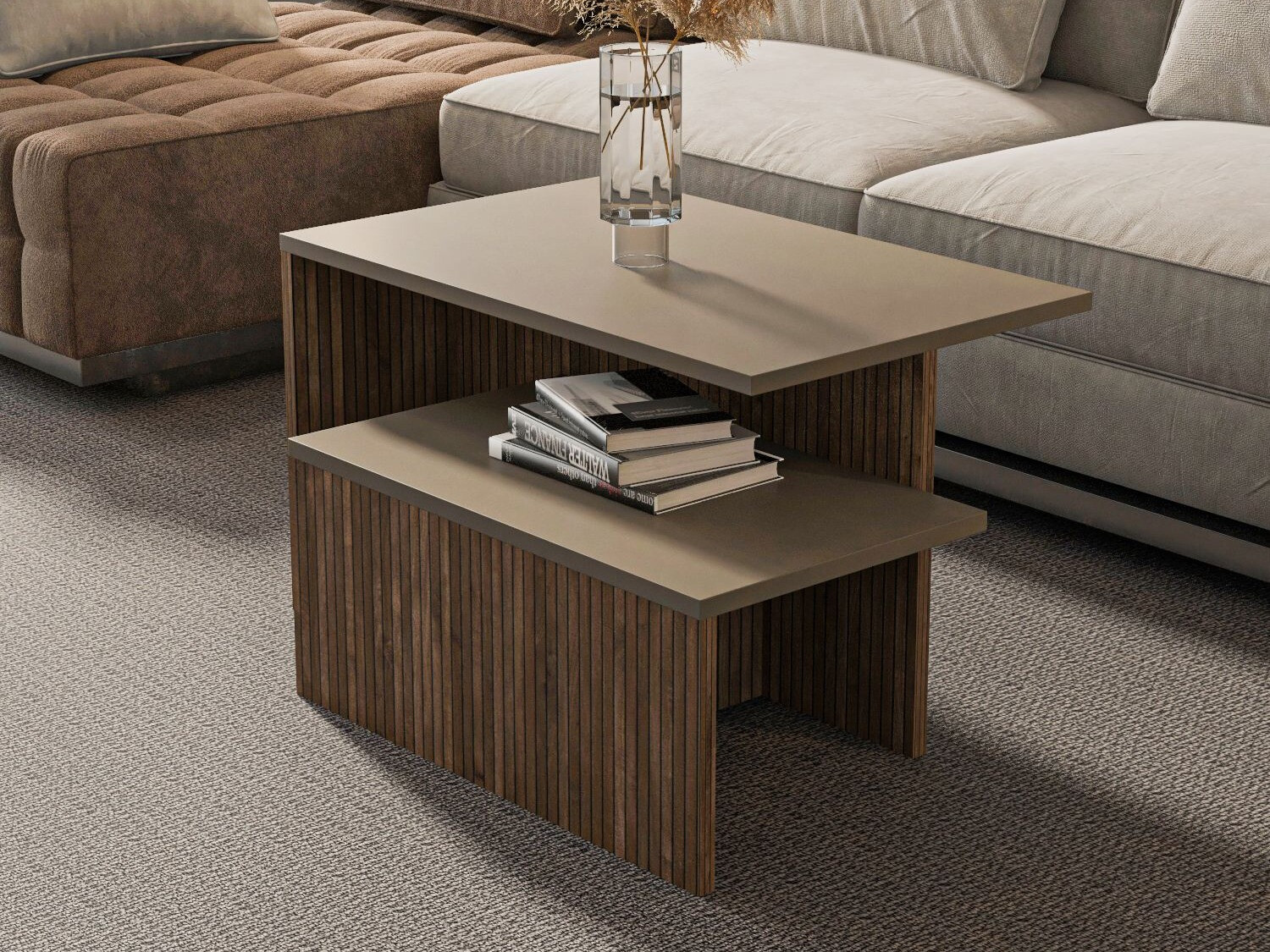 Nest of coffee tables Kailua 2750 (Oak + Taupe)