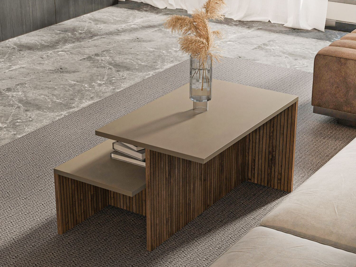 Nest of coffee tables Kailua 2750 (Oak + Taupe)