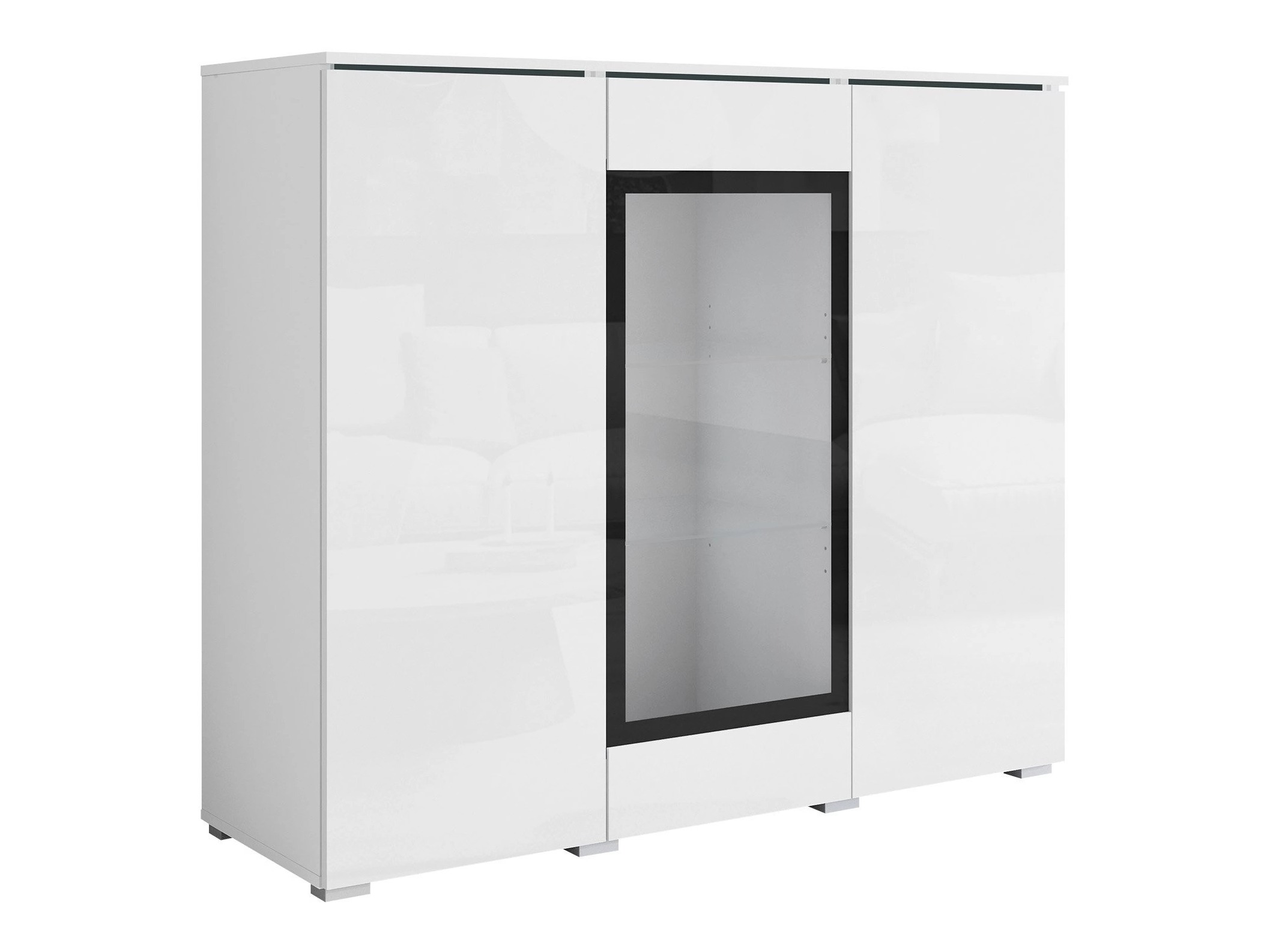Sideboard Mirfivo 103 (White + Glossy white)