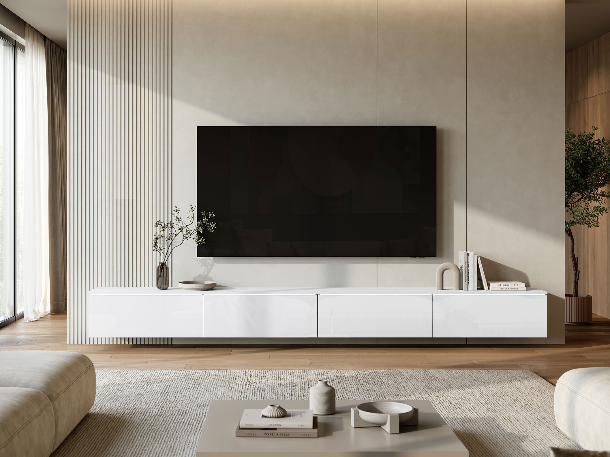 TV stand Sarasota 199 (White + Glossy white)