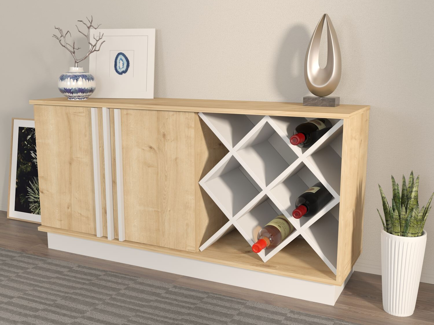 Sideboard Kailua 2760 (White + Light oak)