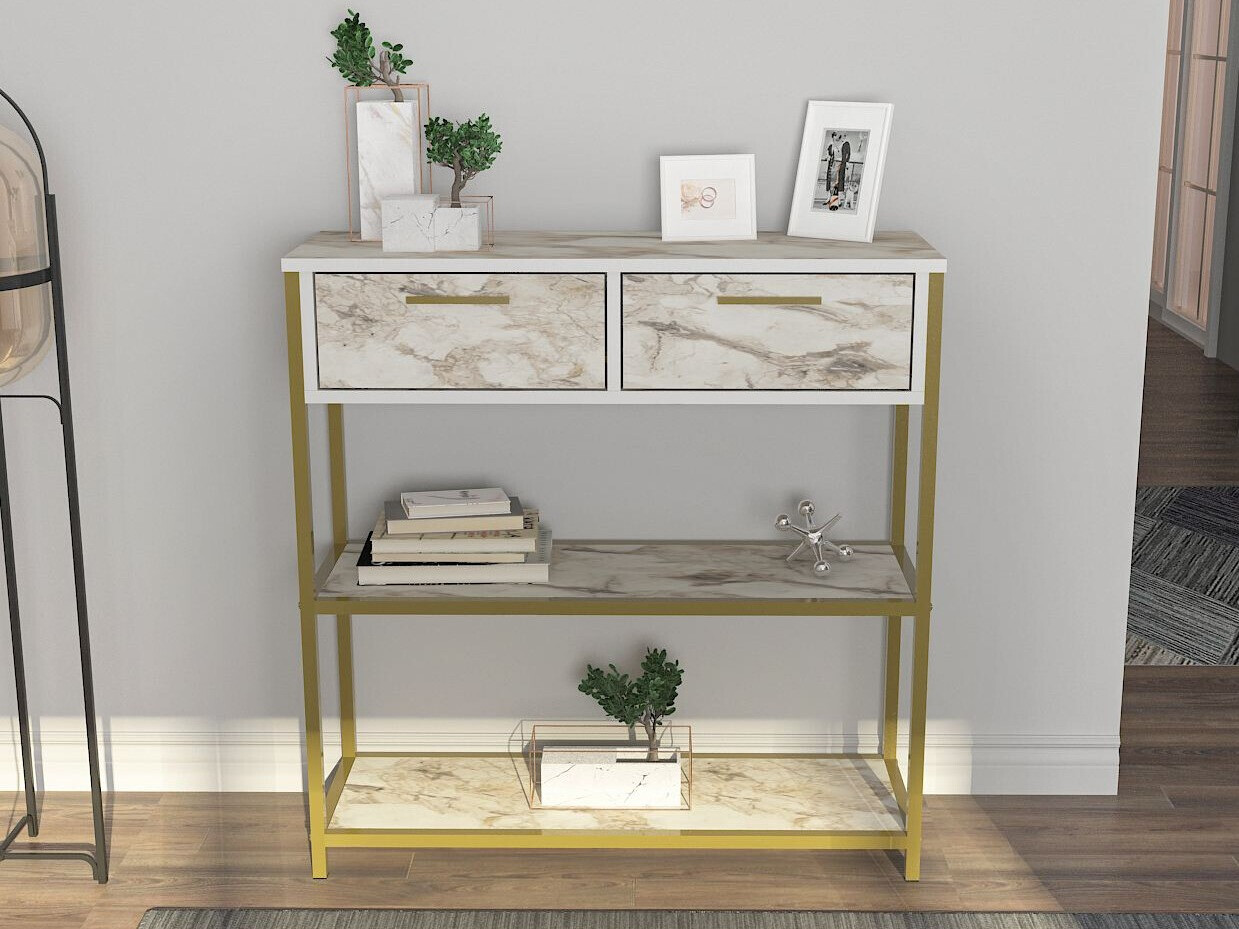 Console table Kailua 2765 (Golden + Brown marble)