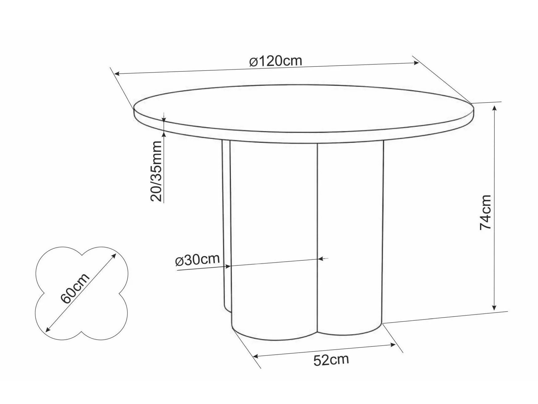 Table Detroit 962 (Ecru white)