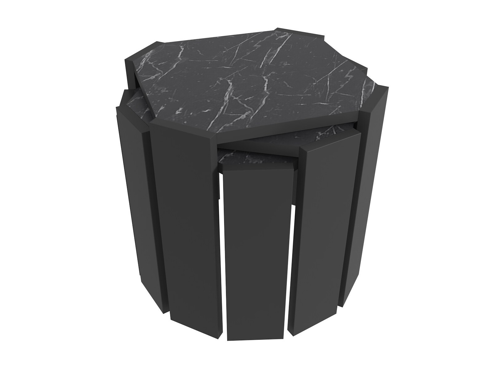 Nest of coffee tables Kailua 2770 (Black + Black marble)