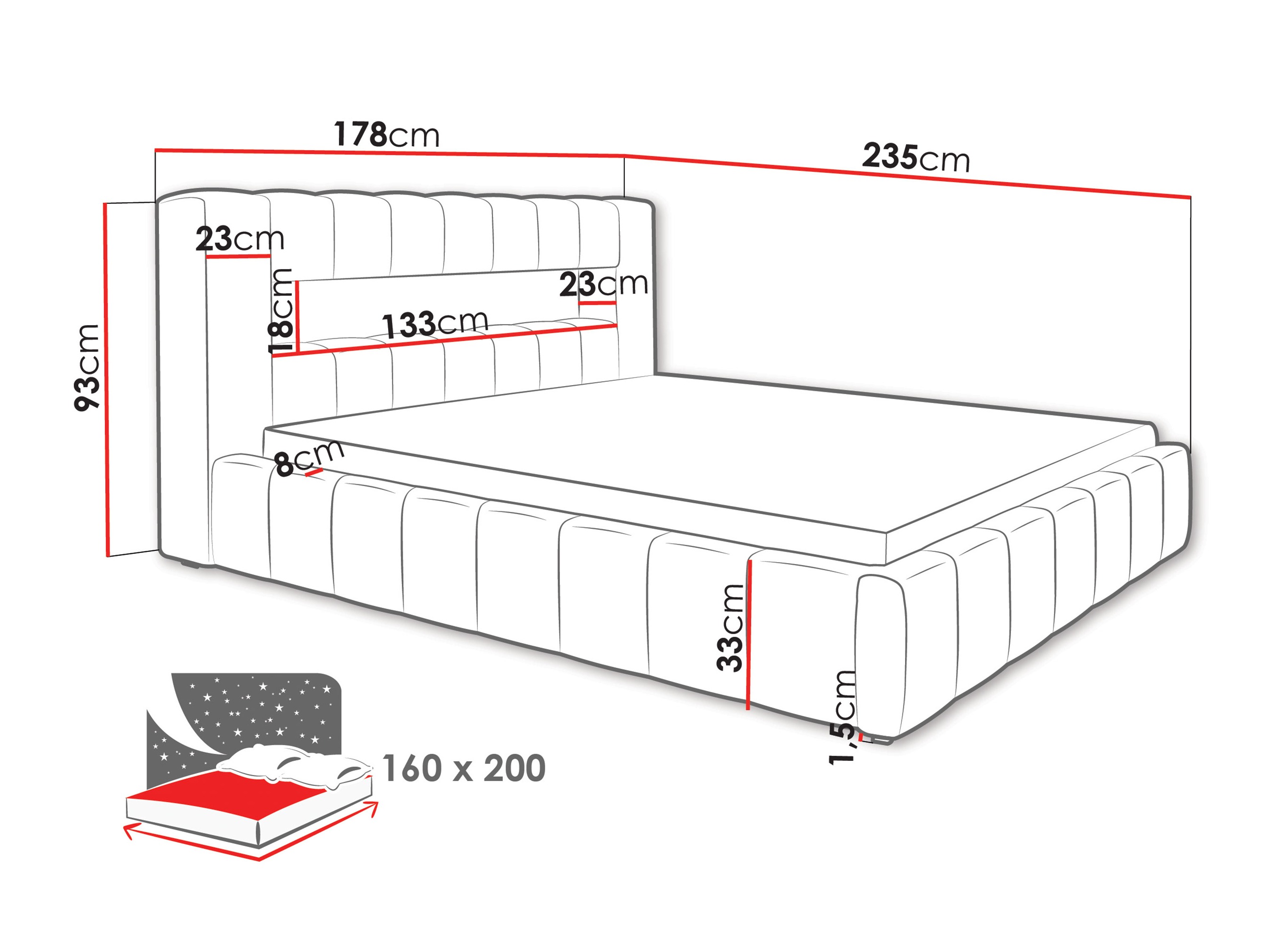 Bed Skokie 100 (Velluto 02)