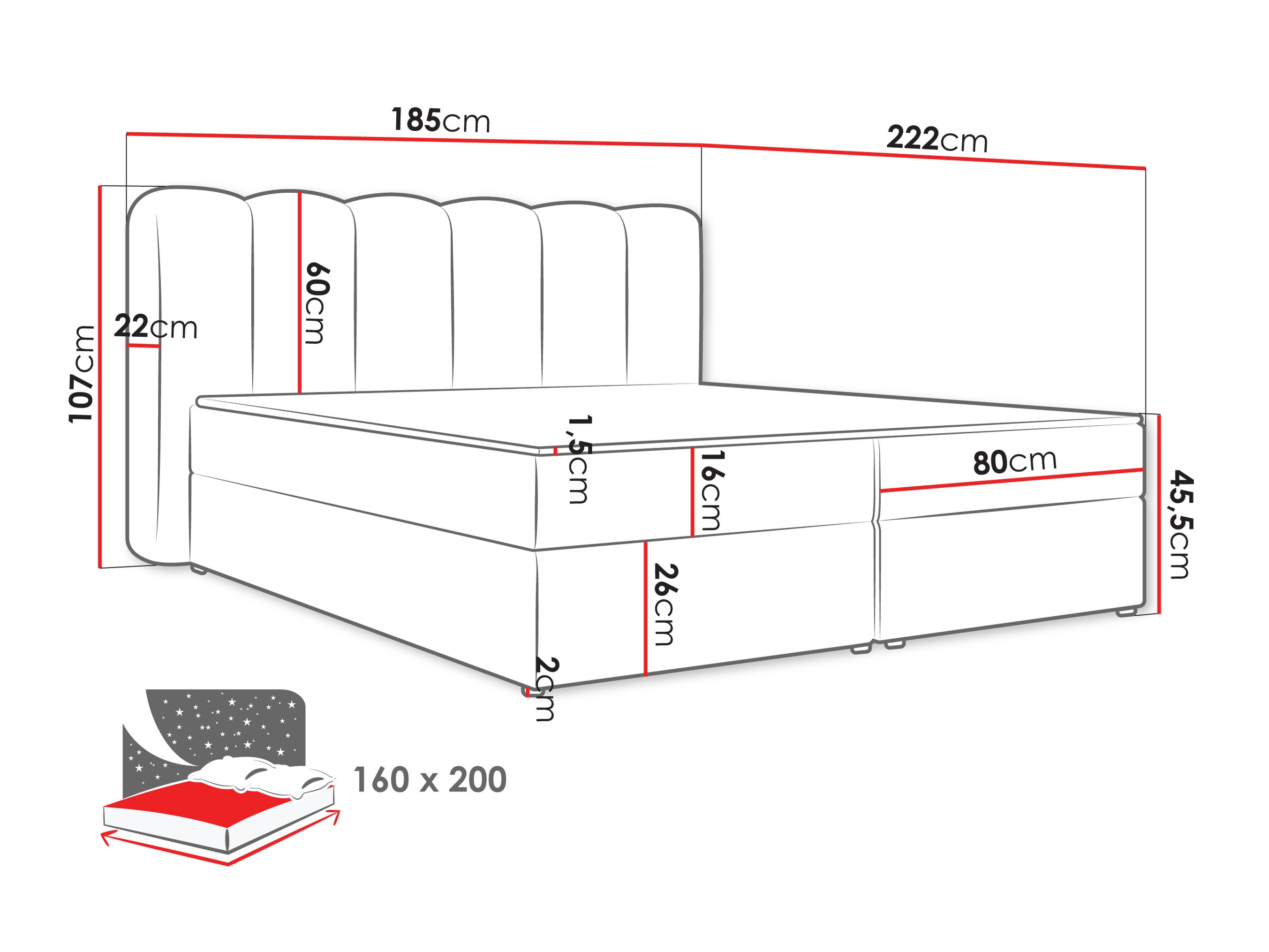 Continental bed Stonecrest 112 (Lambi 03)