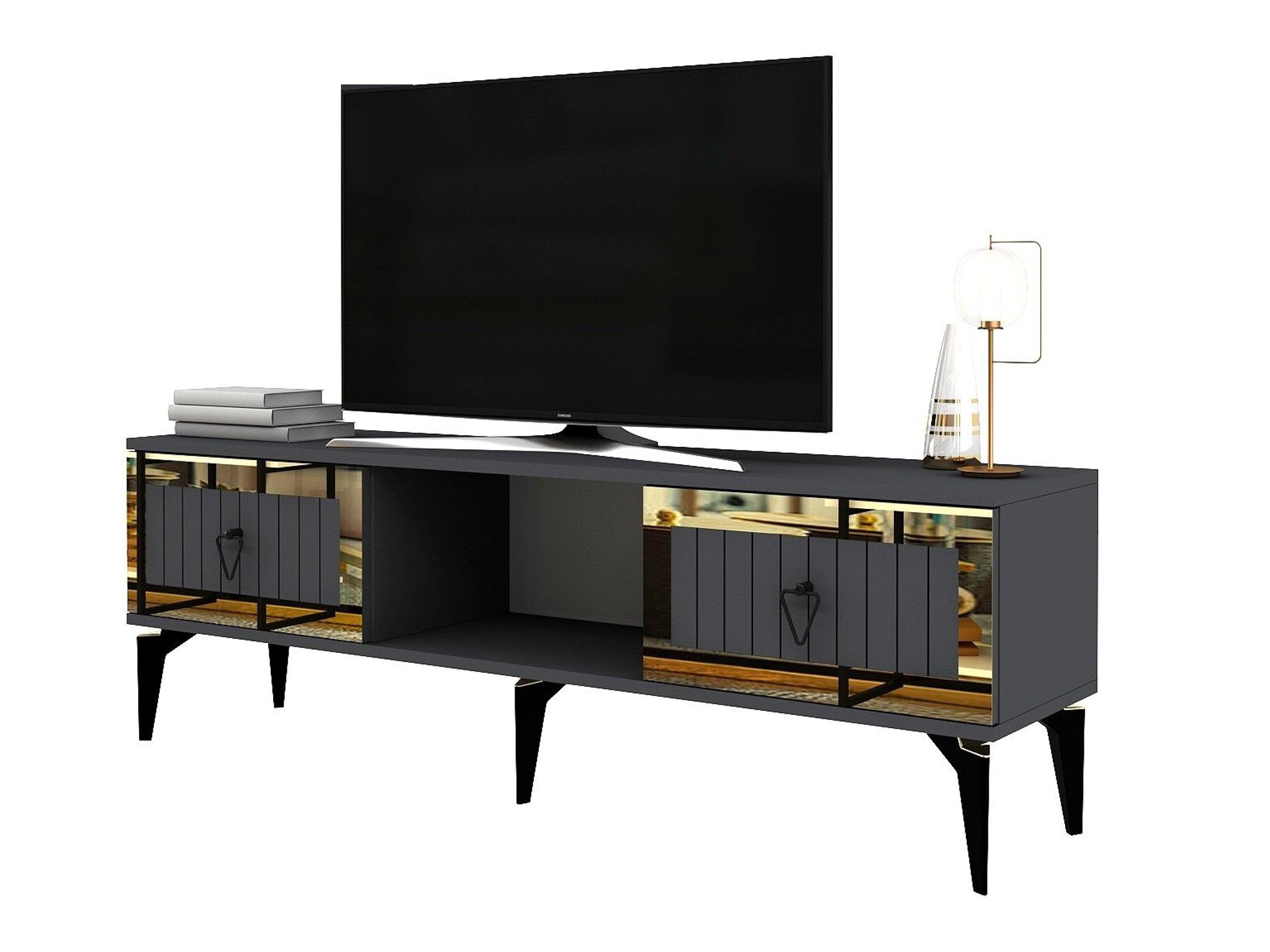 TV stand Asheboro 201 (Anthracite + Golden)