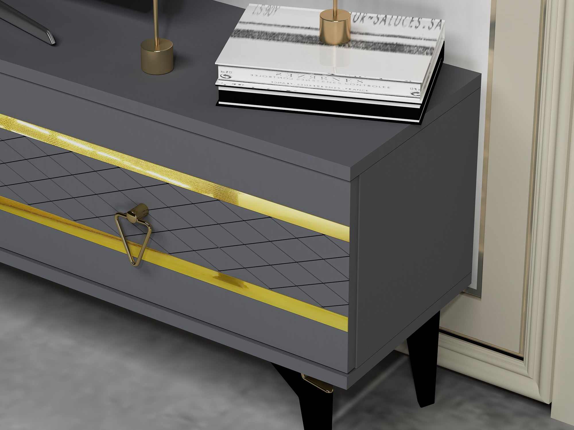 TV stand Asheboro 202 (Anthracite + Golden)