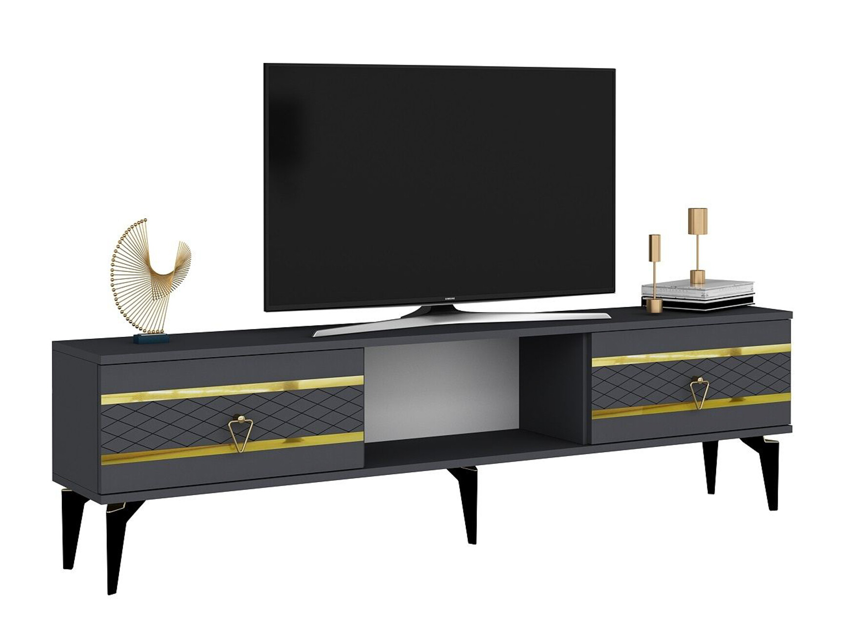TV stand Asheboro 202 (Anthracite + Golden)