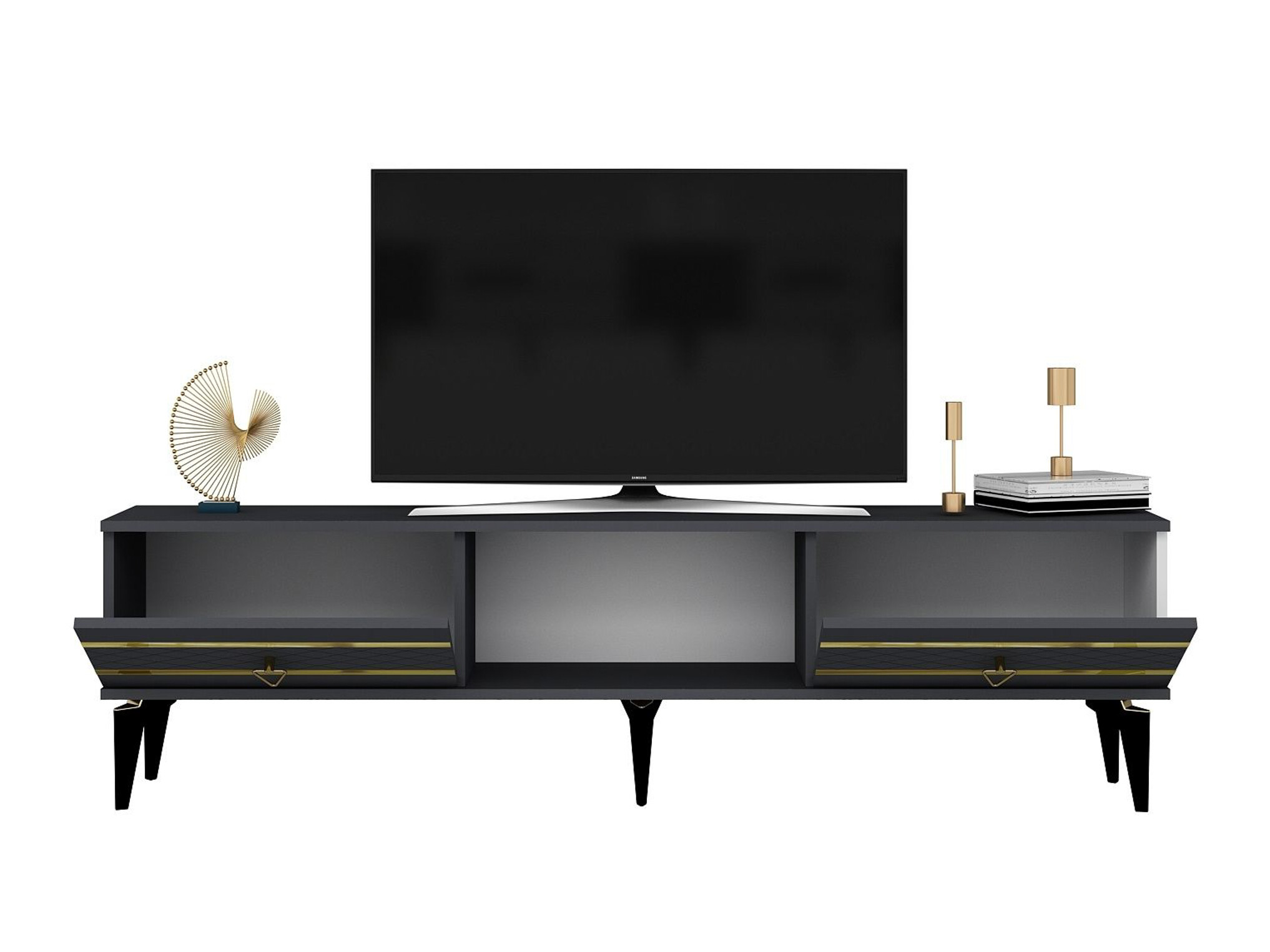 TV stand Asheboro 202 (Anthracite + Golden)