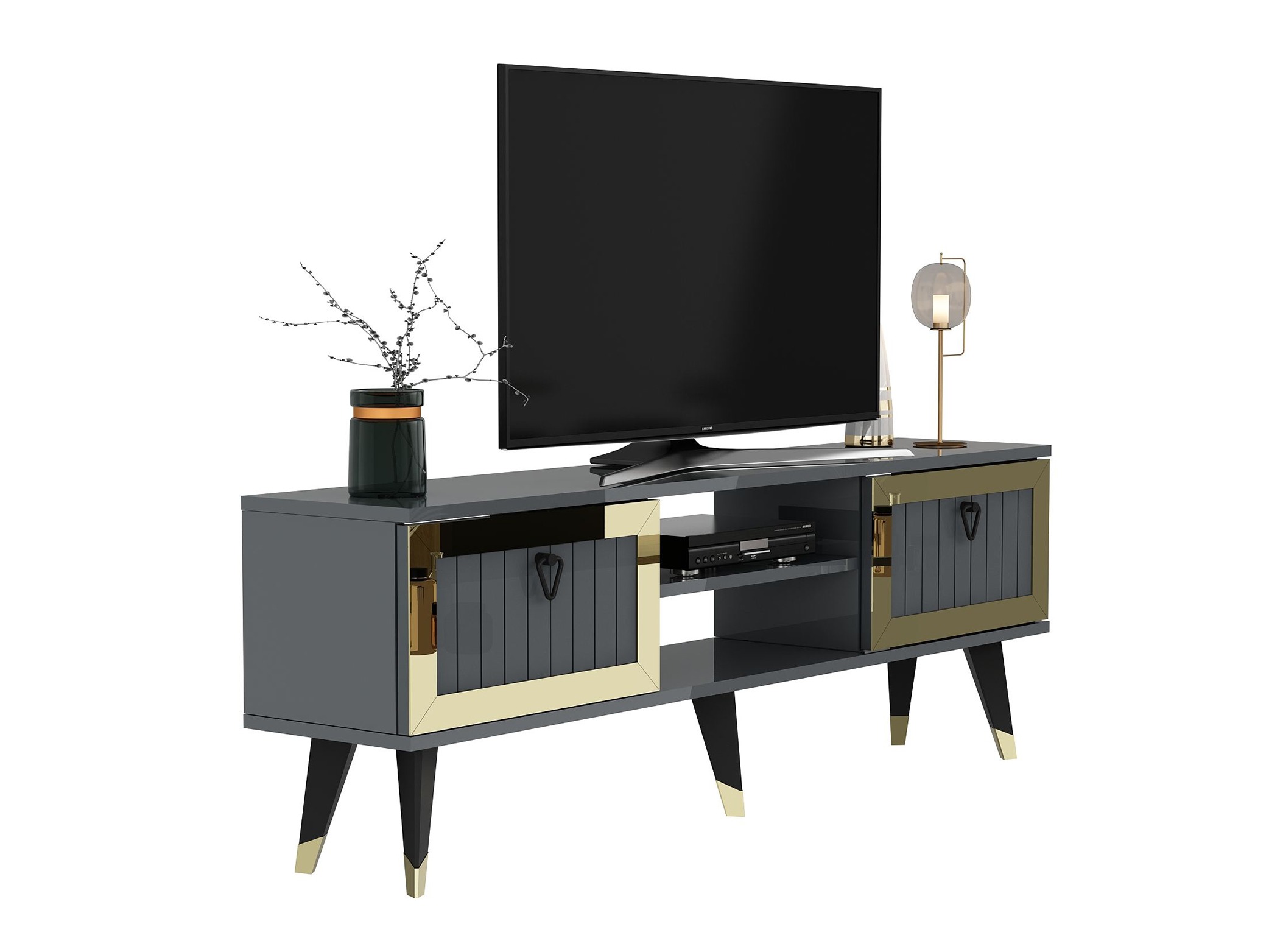 TV stand Asheboro 203 (Anthracite + Golden)