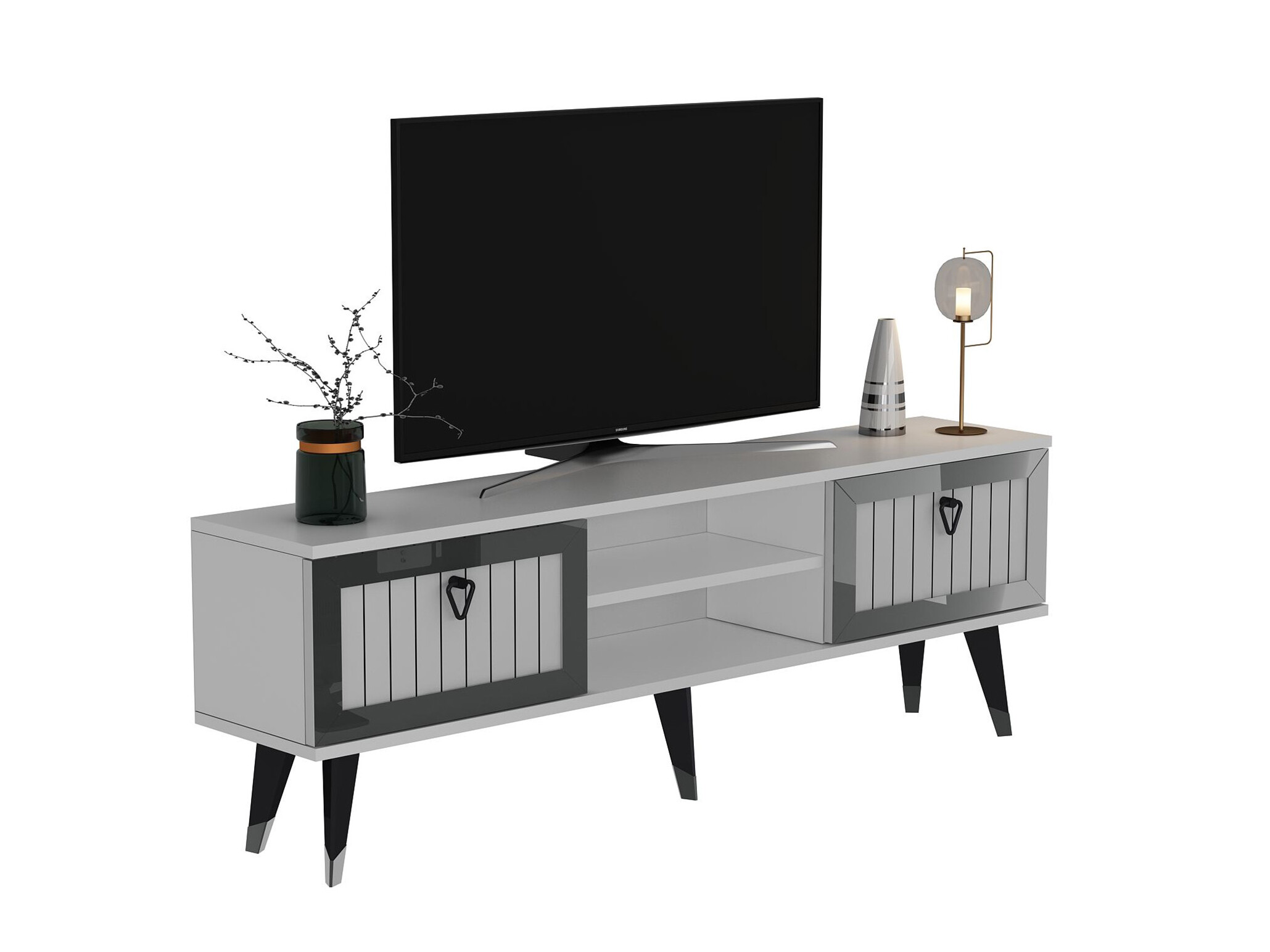 TV stand Asheboro 203 (White + Silver)