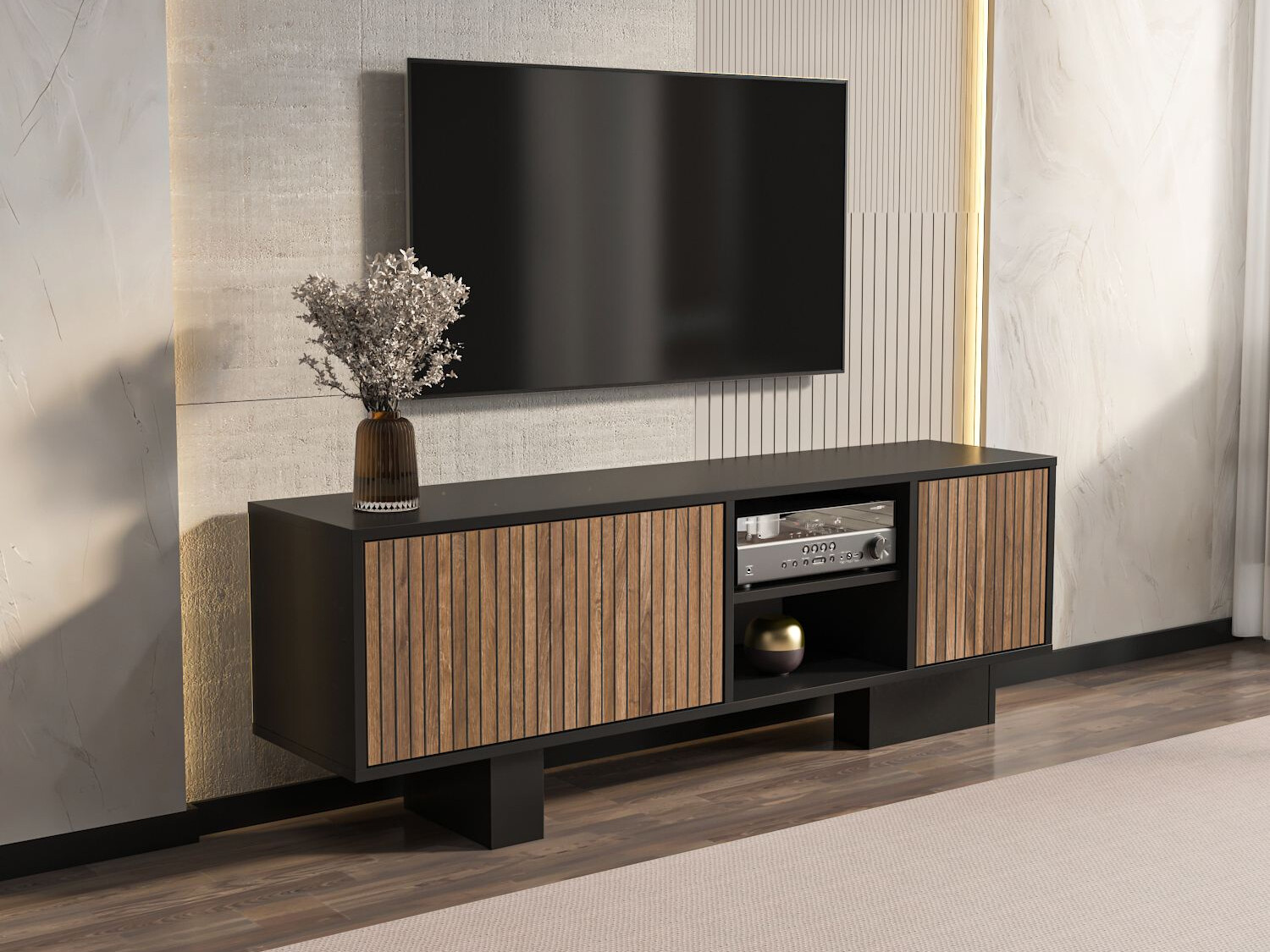 TV stand Asheboro 211 (Black + Brown)