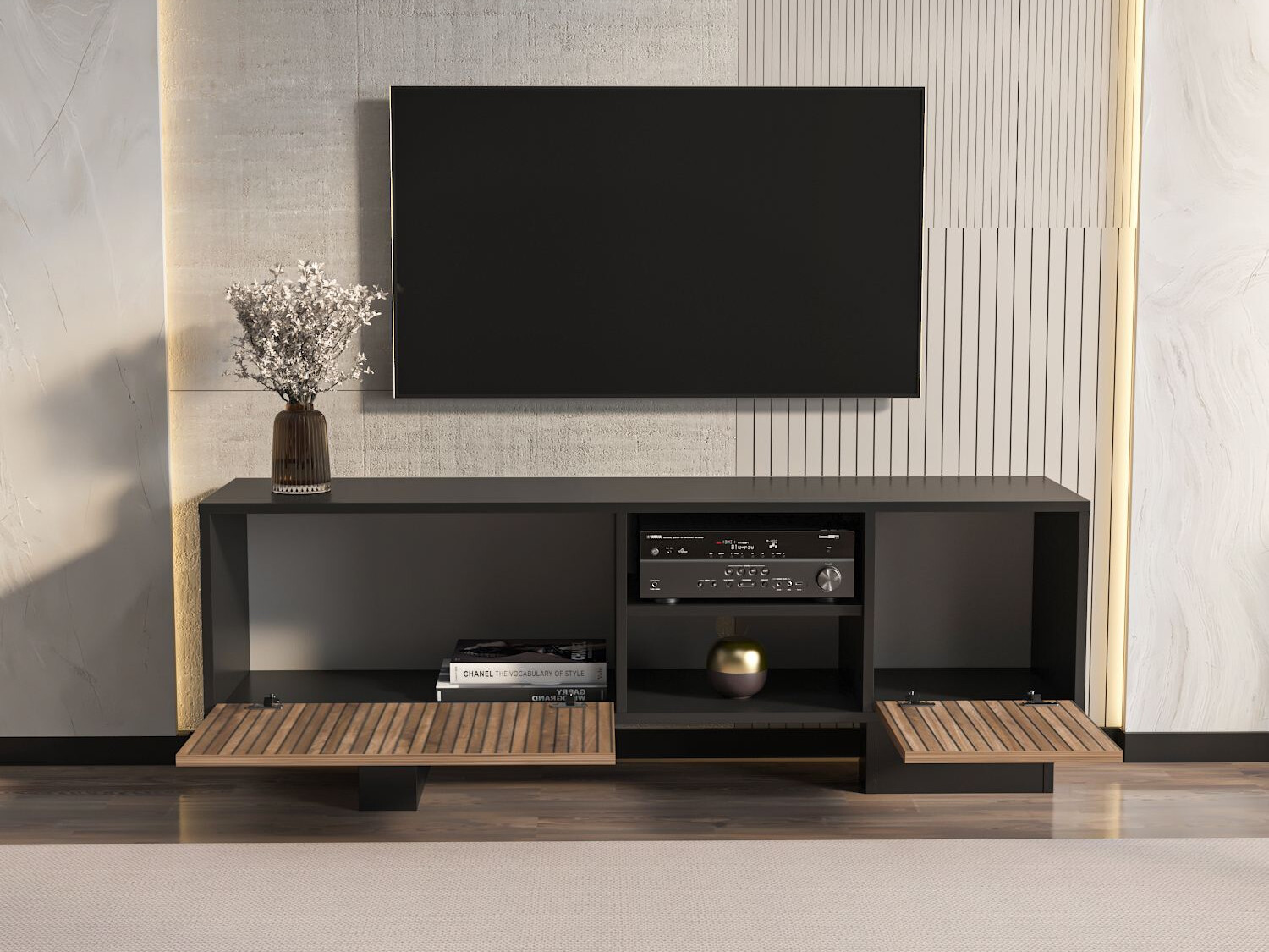 TV stand Asheboro 211 (Black + Brown)