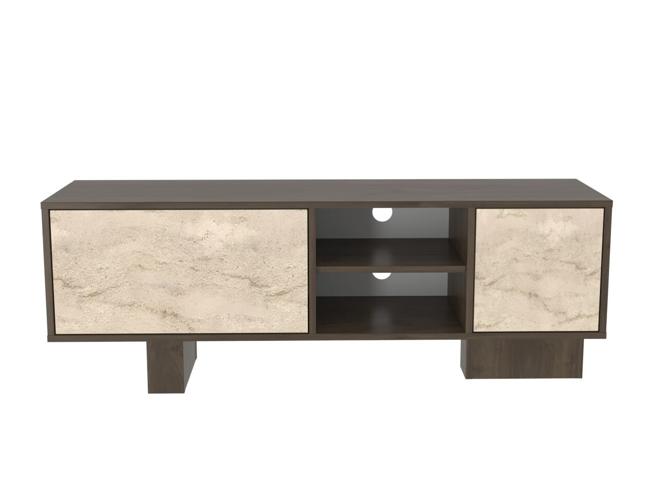 TV stand Asheboro 211 (Walnut + Light Travertine)